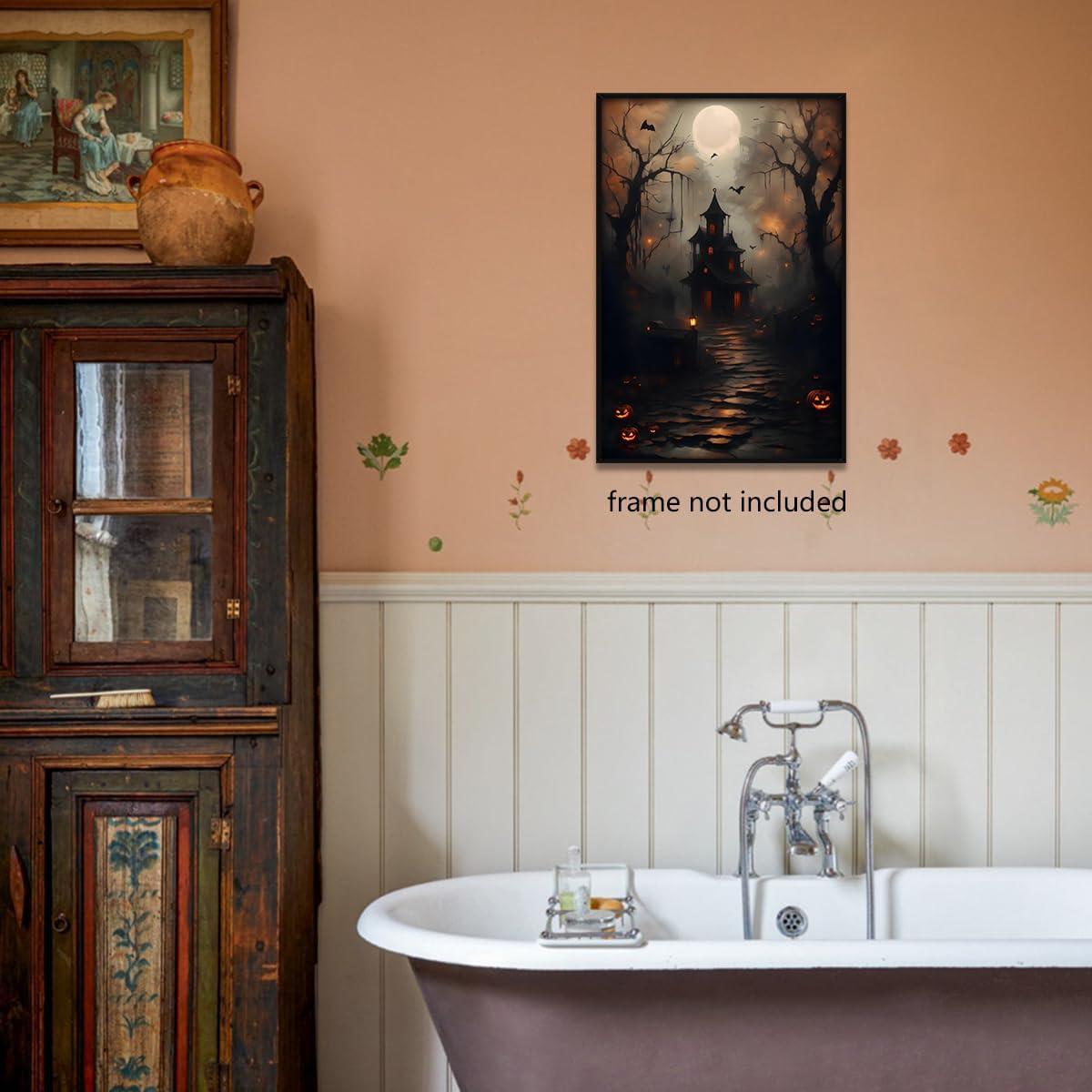 Cartel de Halloween Casa Embrujada en Lienzo 30x40 cm