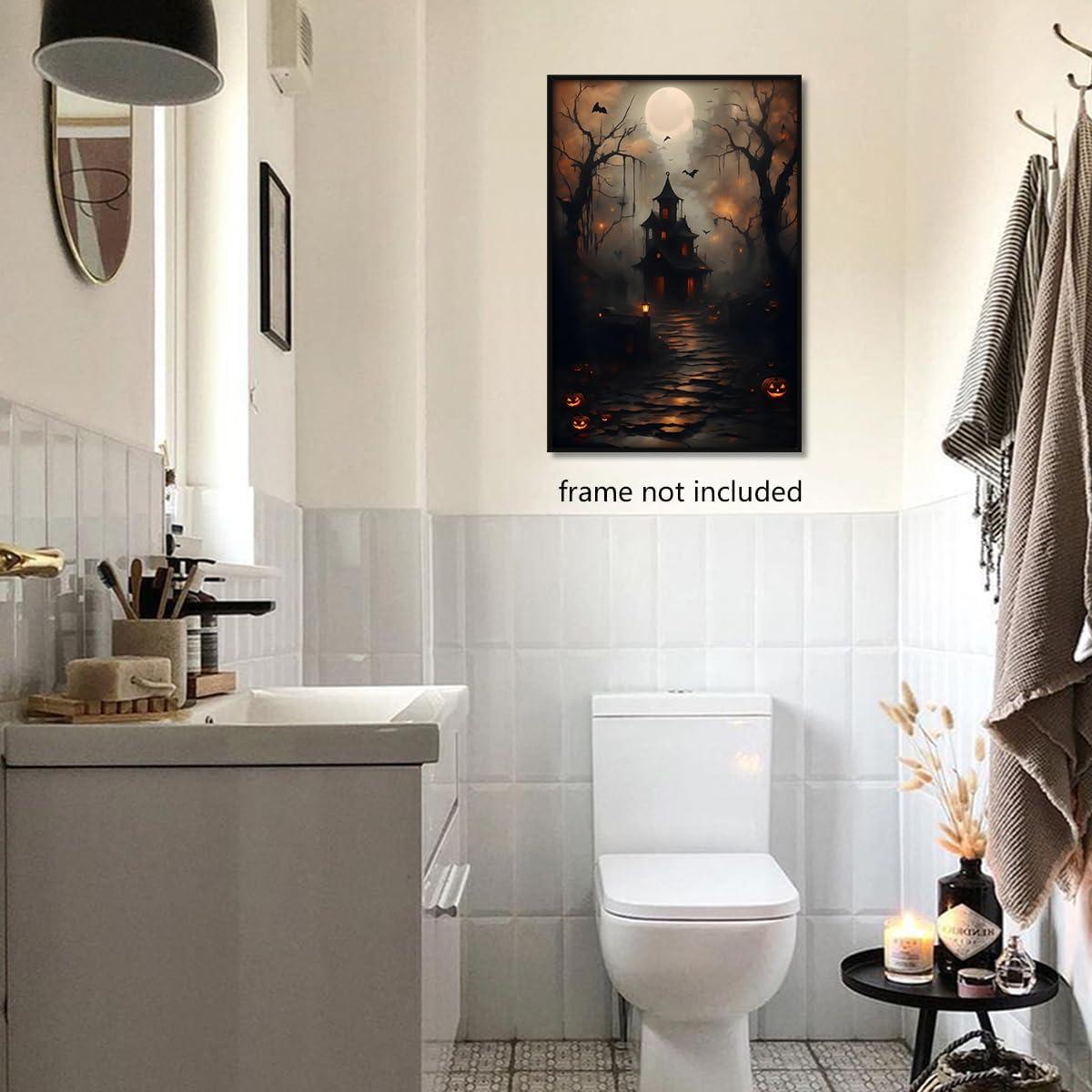 Cartel de Halloween Casa Embrujada en Lienzo 30x40 cm