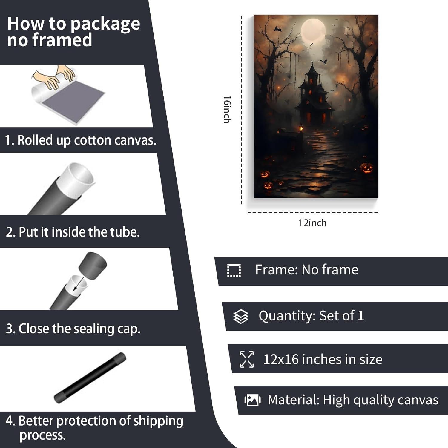 Cartel de Halloween Casa Embrujada en Lienzo 30x40 cm