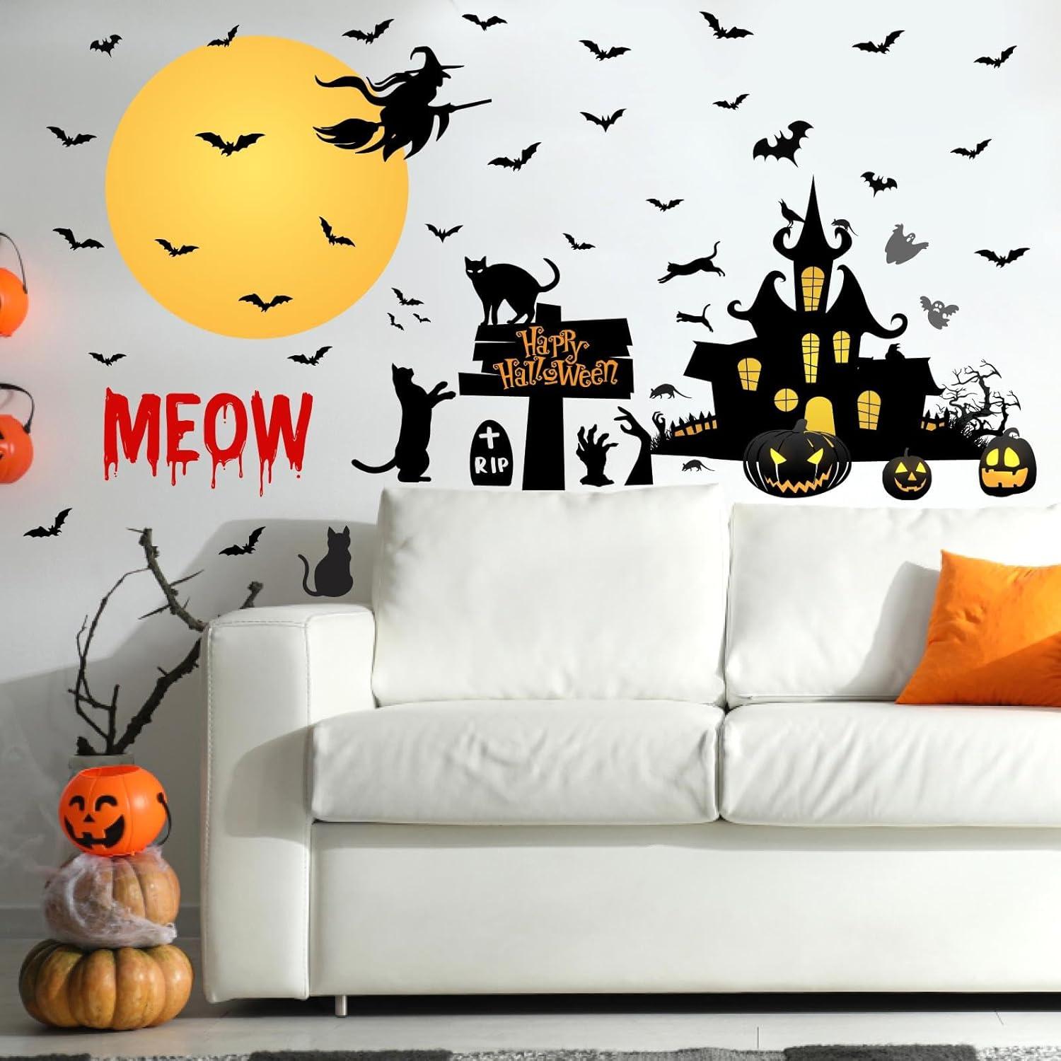 Calcomanías de Pared Halloween Lamkidle 60x40 cm Murciélago