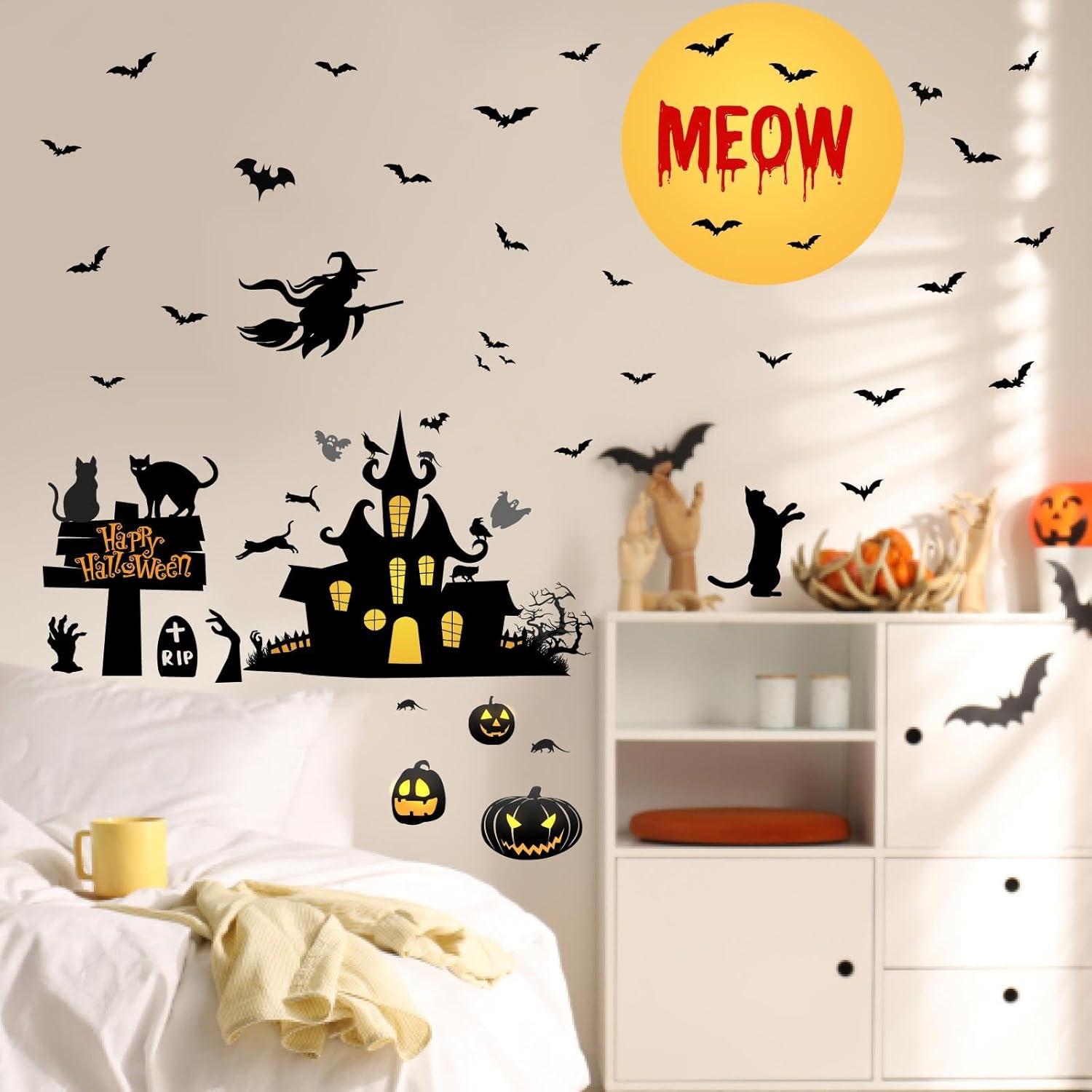Calcomanías de Pared Halloween Lamkidle 60x40 cm Murciélago