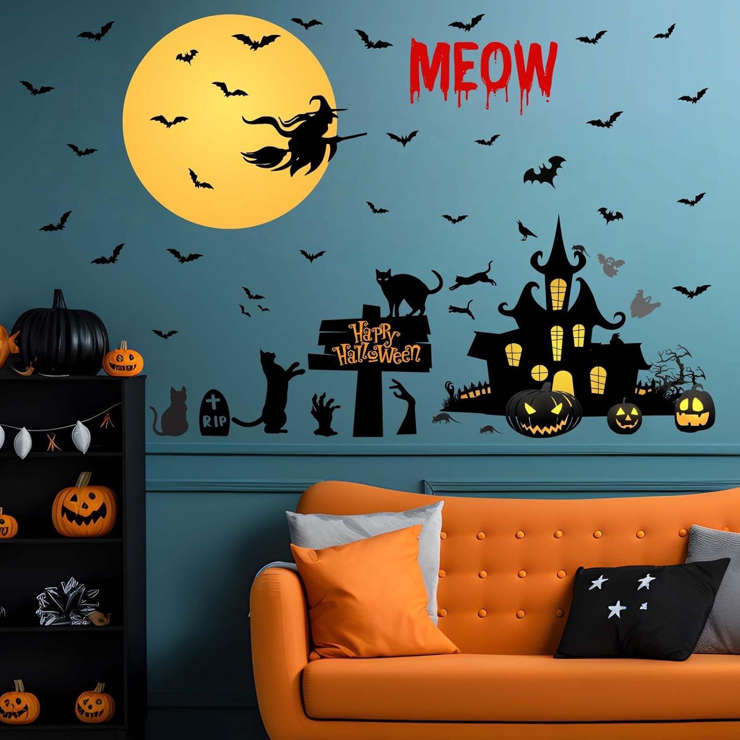 Calcomanías de Pared Halloween Lamkidle 60x40 cm Murciélago
