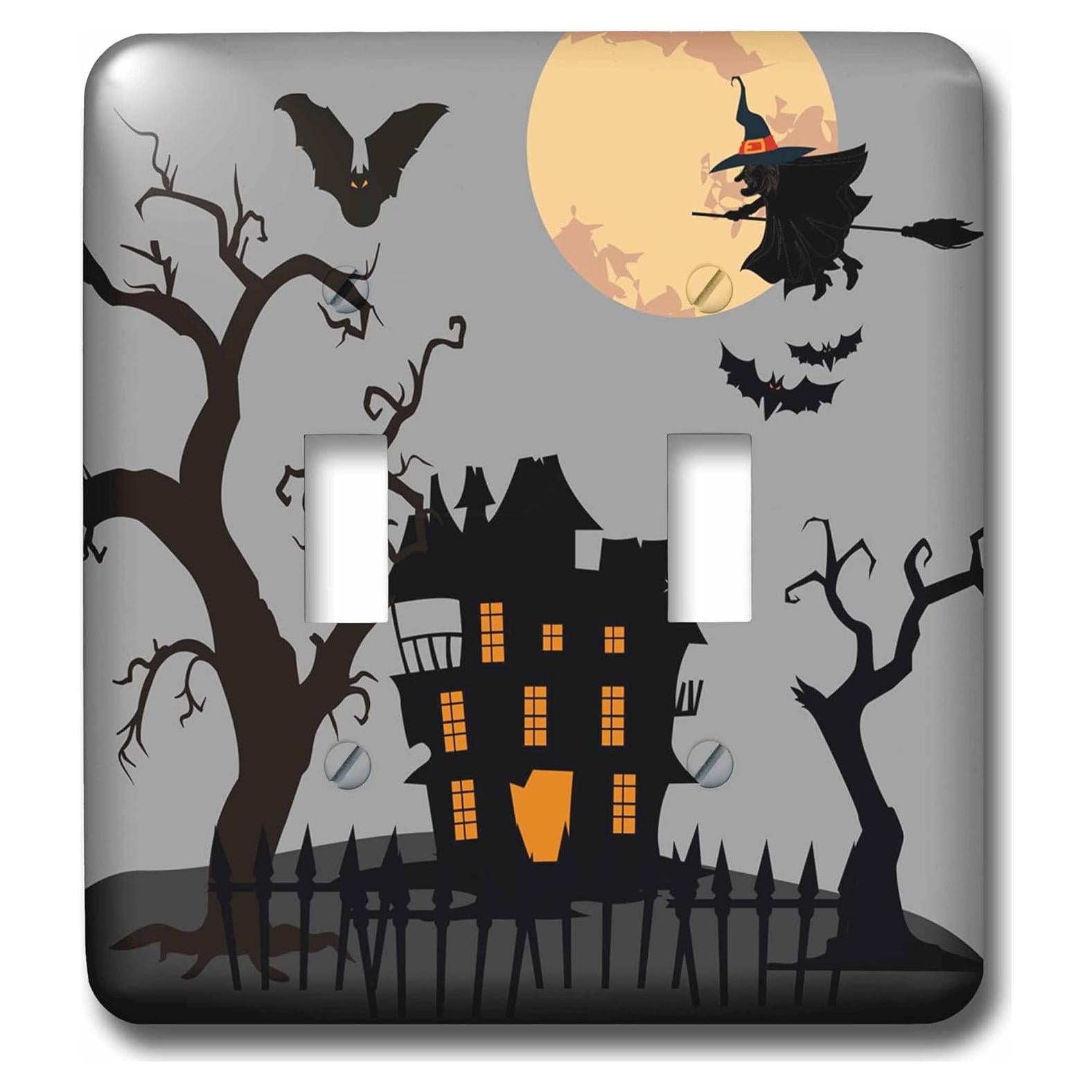 Cubierta de Interruptor de Luz 3dRose Halloween Murciélagos 12.7x11.43cm