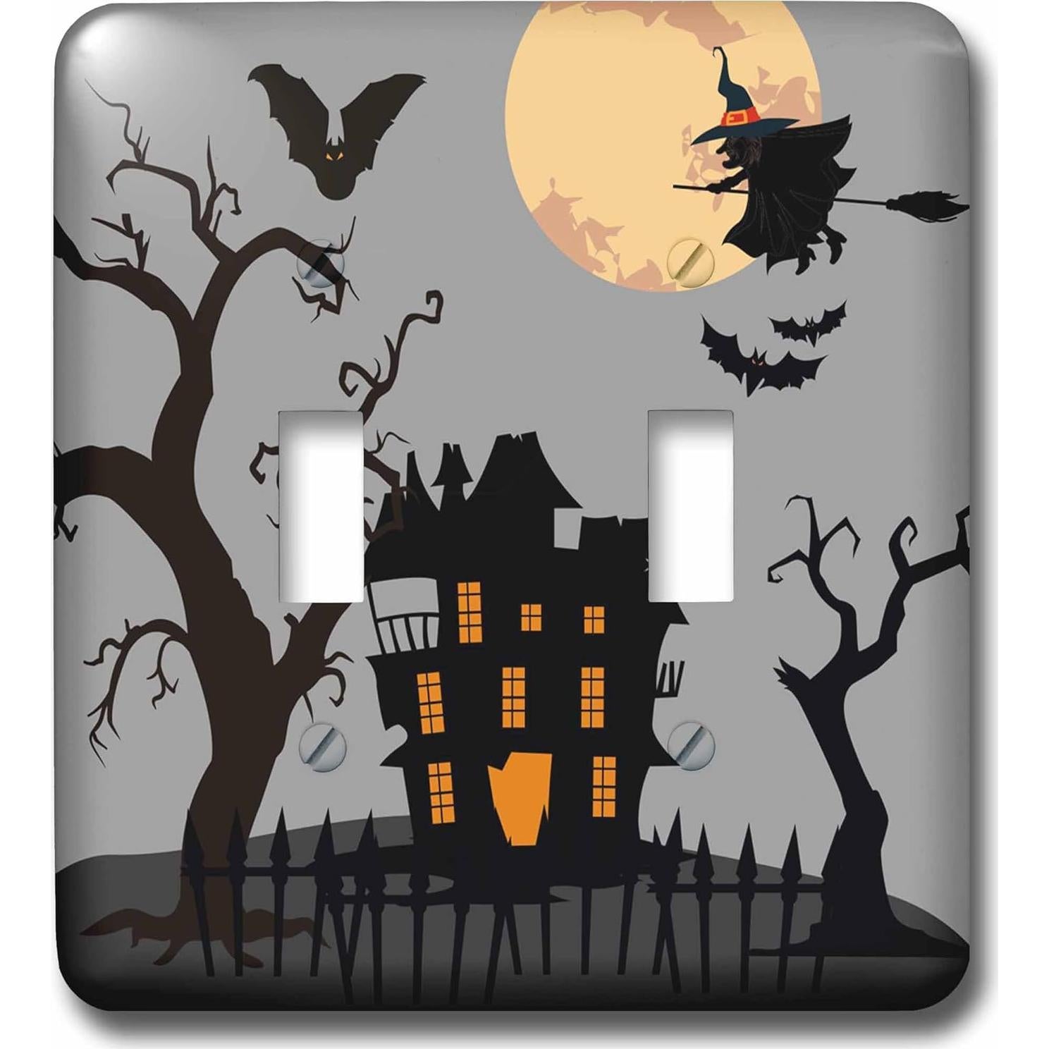 Cubierta de Interruptor de Luz 3dRose Halloween Murciélagos 12.7x11.43cm