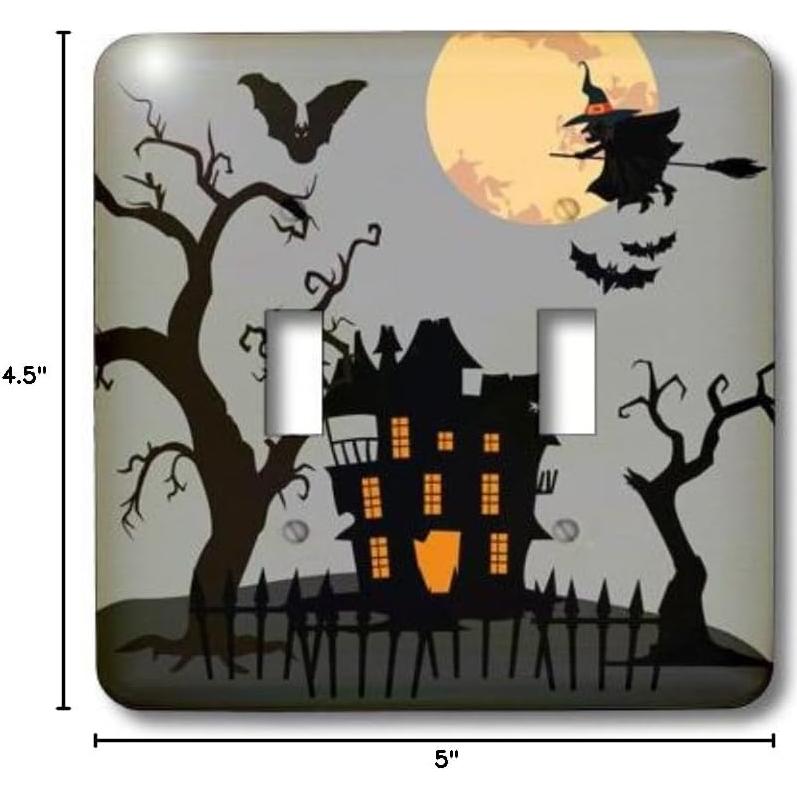 Cubierta de Interruptor de Luz 3dRose Halloween Murciélagos 12.7x11.43cm