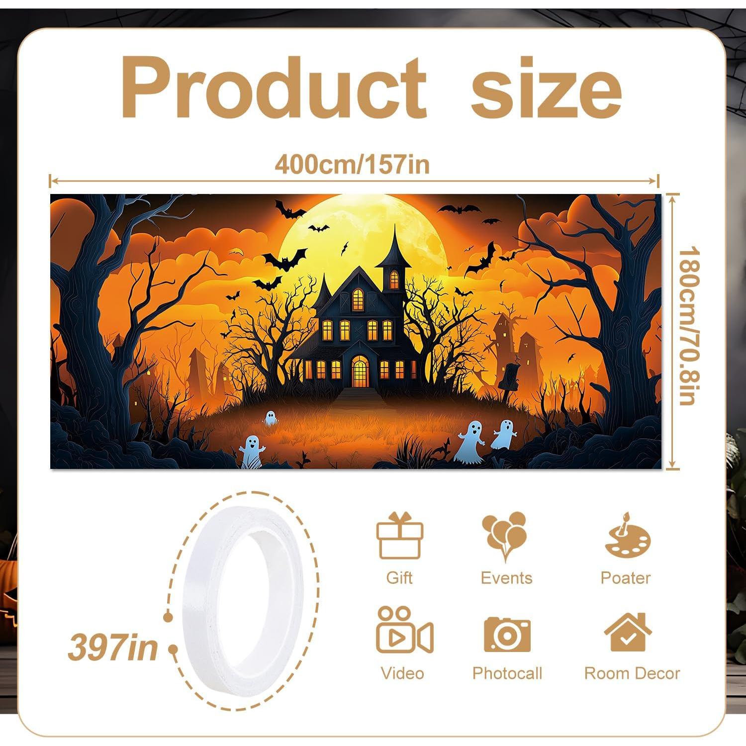 Banner de Puerta de Garaje Halloween THISFIND 3.96x1.83m