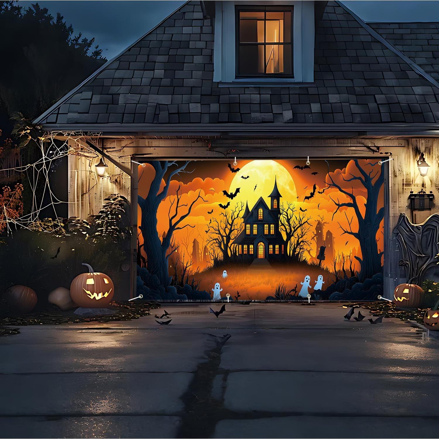 Banner de Puerta de Garaje Halloween THISFIND 3.96x1.83m