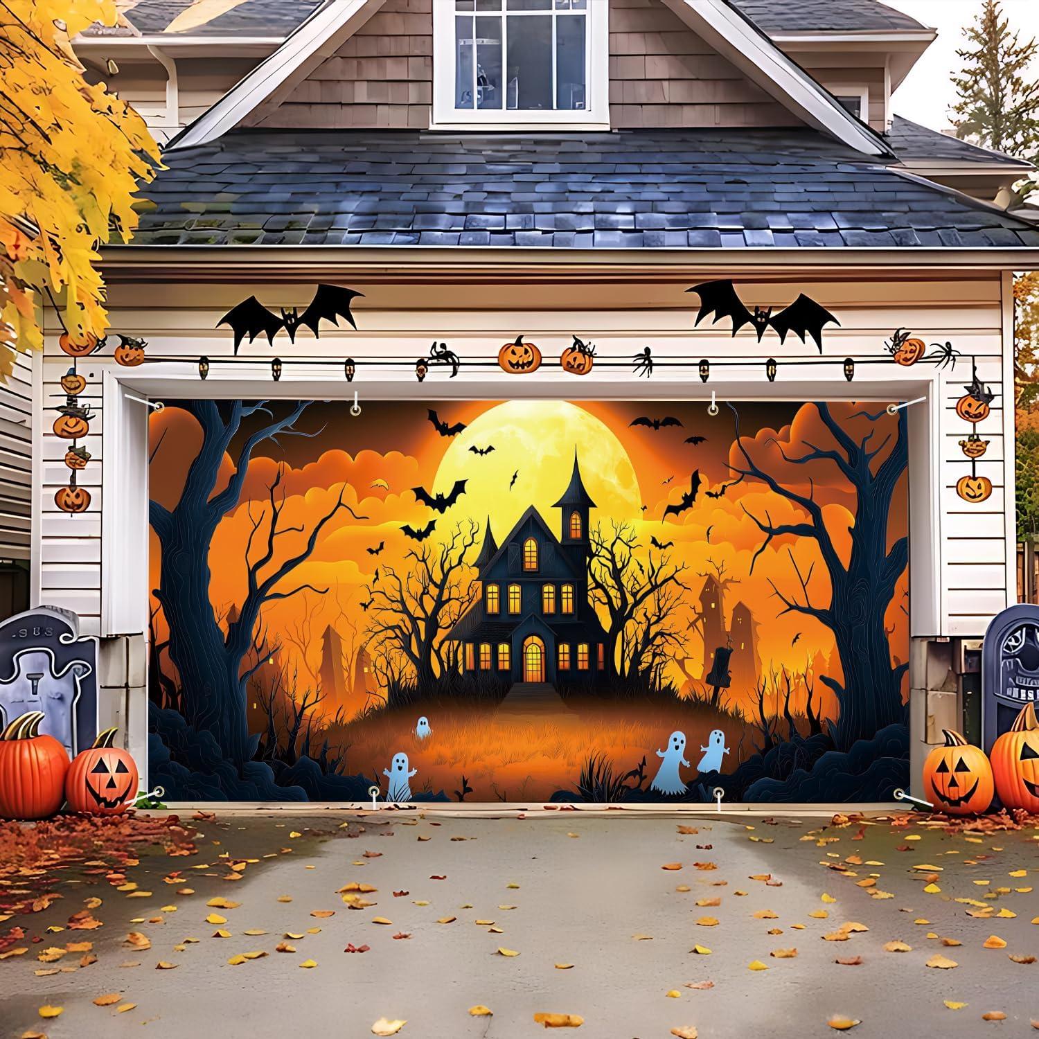 Banner de Puerta de Garaje Halloween THISFIND 3.96x1.83m