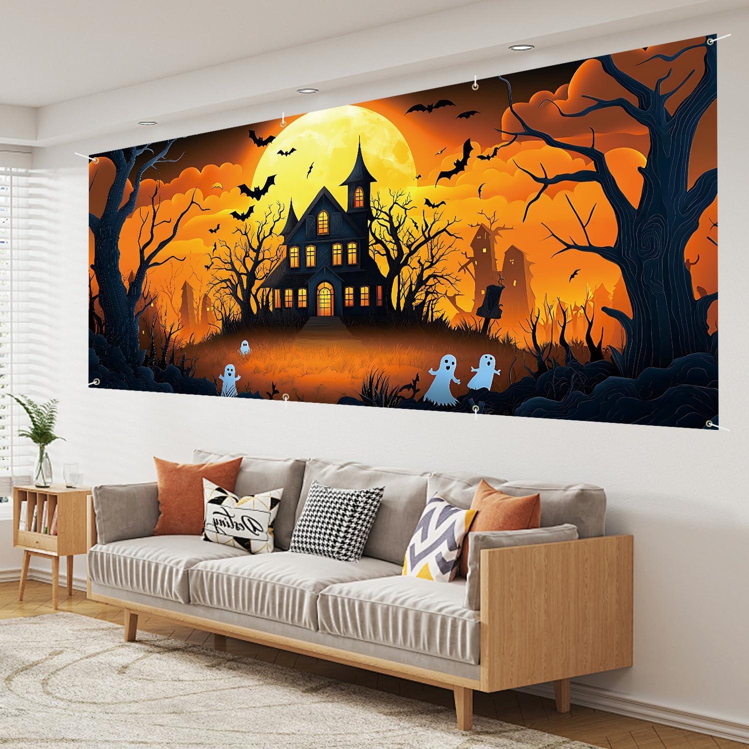 Banner de Puerta de Garaje Halloween THISFIND 3.96x1.83m