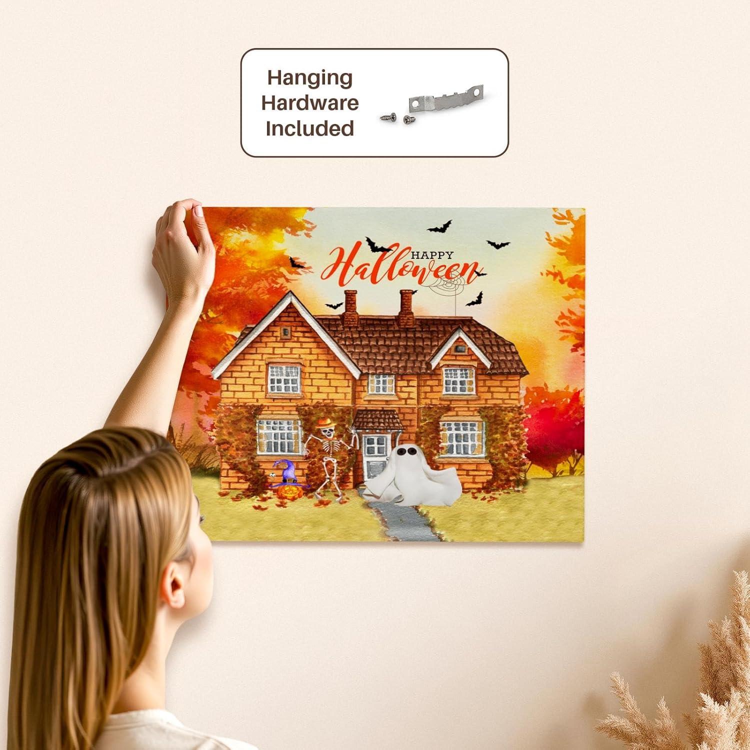 Lienzo 3dRose Casa de Halloween con Murciélagos 50.8x40.6 cm