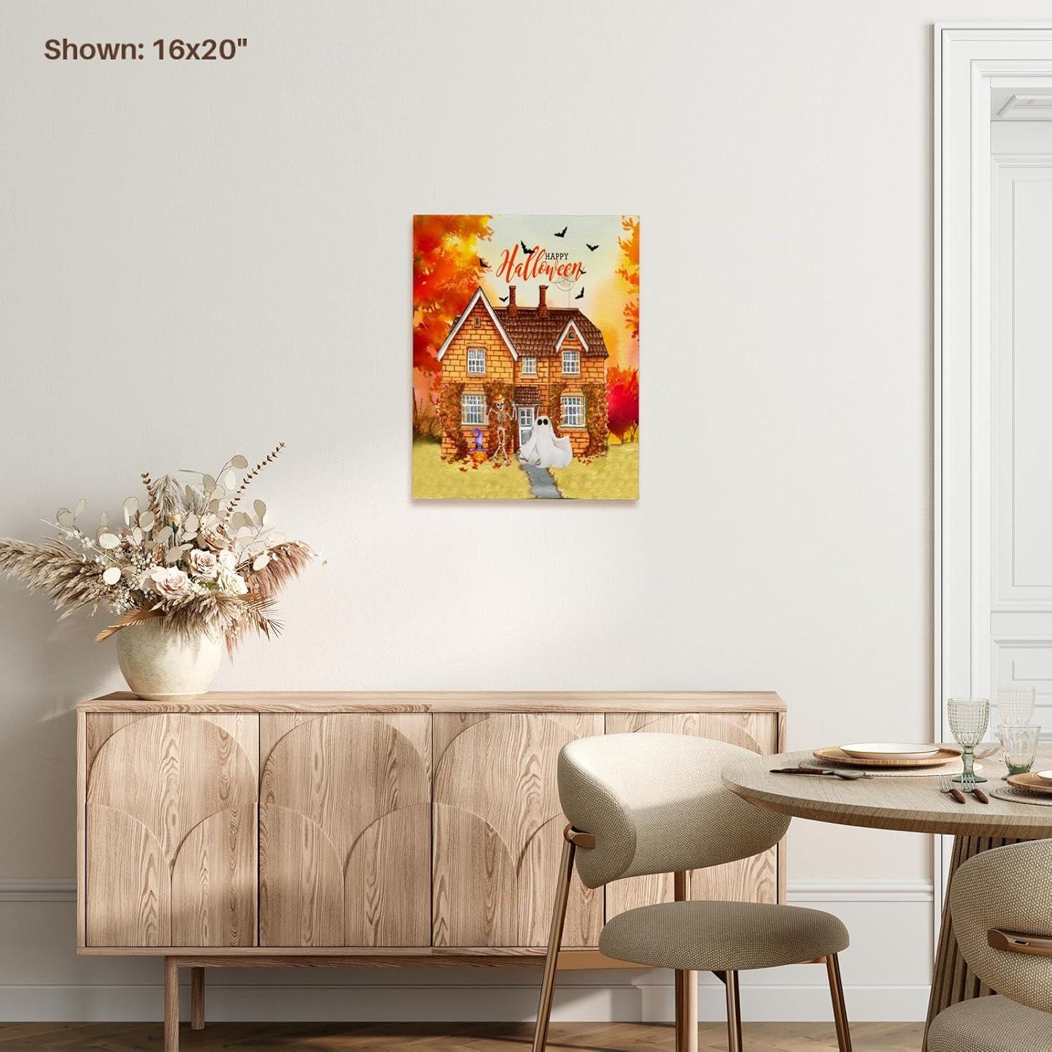 Lienzo 3dRose Casa de Halloween con Murciélagos 50.8x40.6 cm