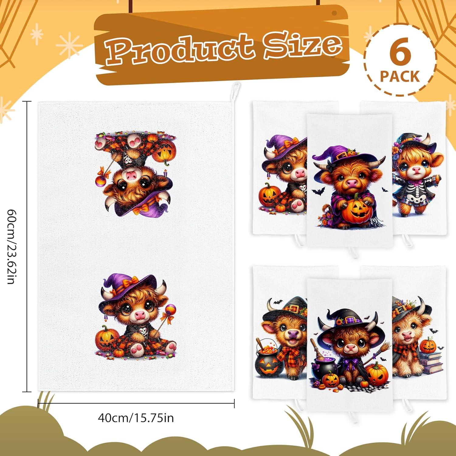 Juego de 6 Toallas de Cocina Halloween Vaca ElasignShopo 40x60cm