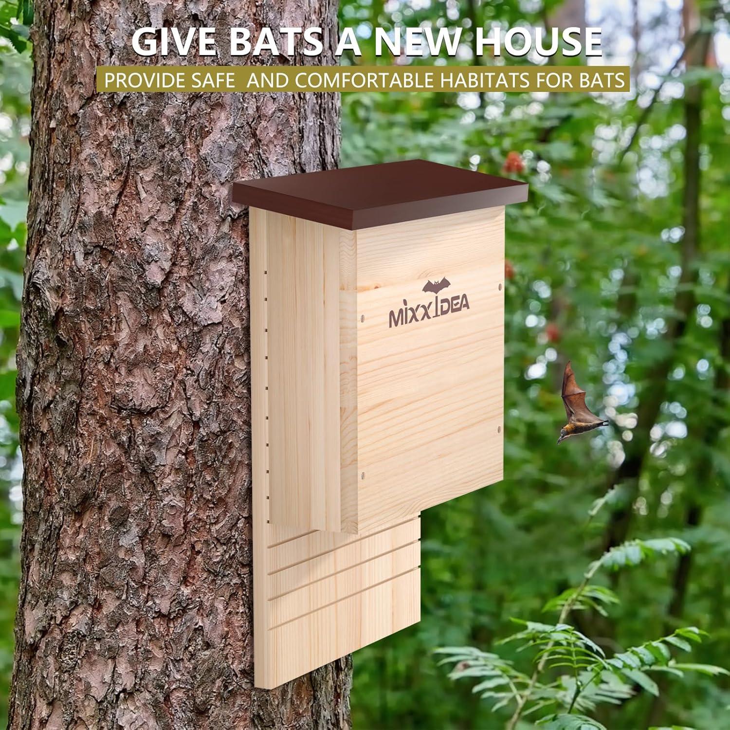 Casa de Murciélagos MIXXIDEA Doble Cámara Madera de Cedro