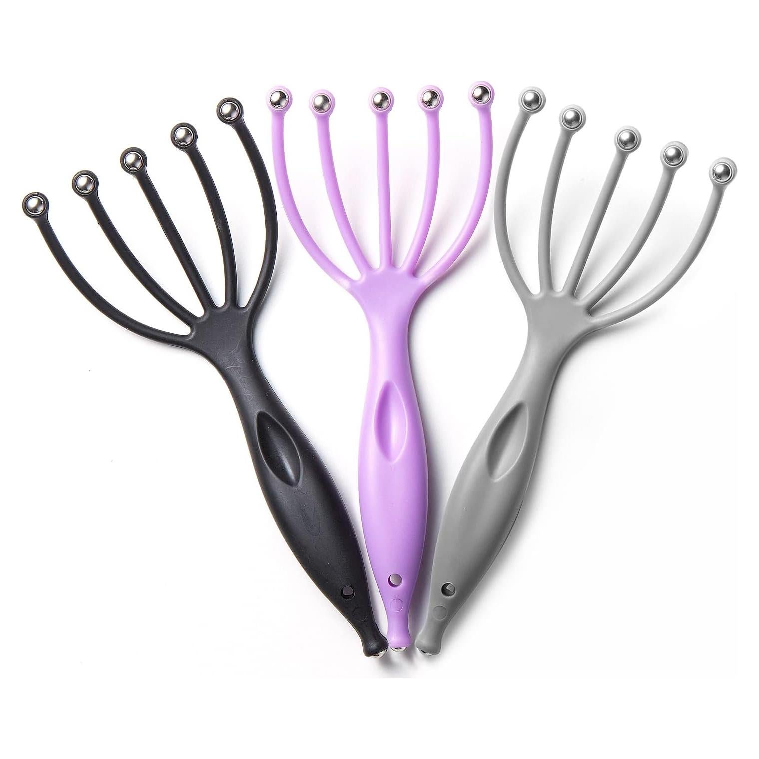 Masajeador de Cabeza Manual Pyzsfjb 3Pack Negro Gris Púrpura