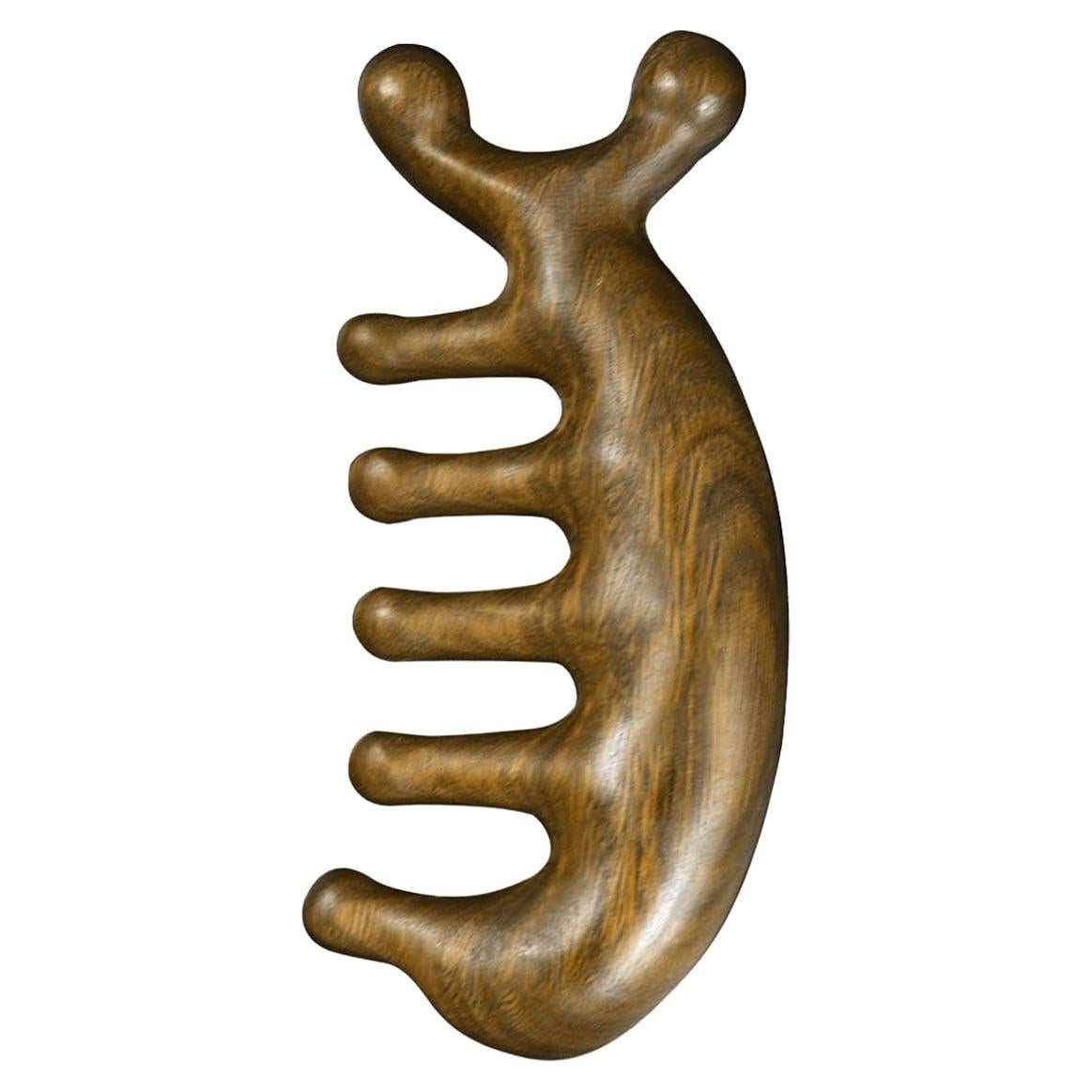 Peine de Masaje de Sándalo Verde BoAn - Gua Sha para Cuero Cabelludo