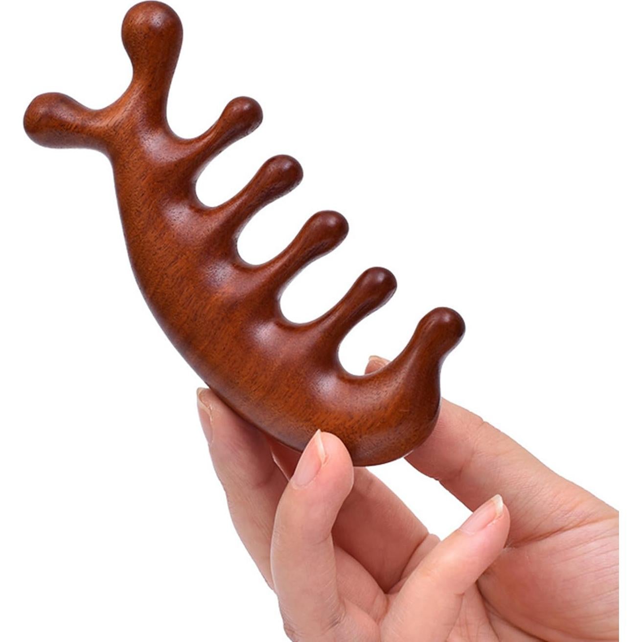 Peine de Masaje de Sándalo Verde BoAn - Gua Sha para Cuero Cabelludo