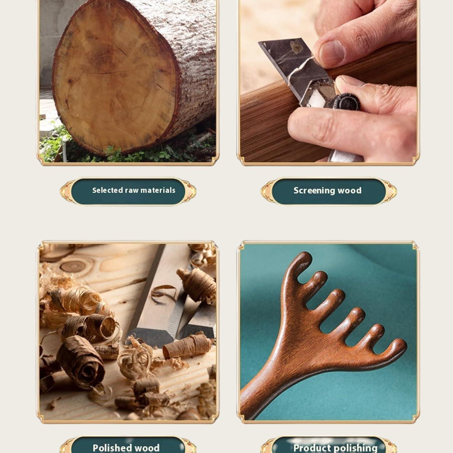 Peine Masajeador de Cuero Cabelludo de Madera WSIOKYW 2 Piezas