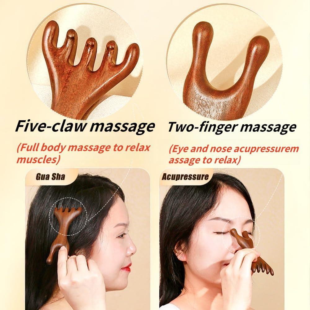 Peine Masajeador de Cuero Cabelludo de Madera WSIOKYW 2 Piezas