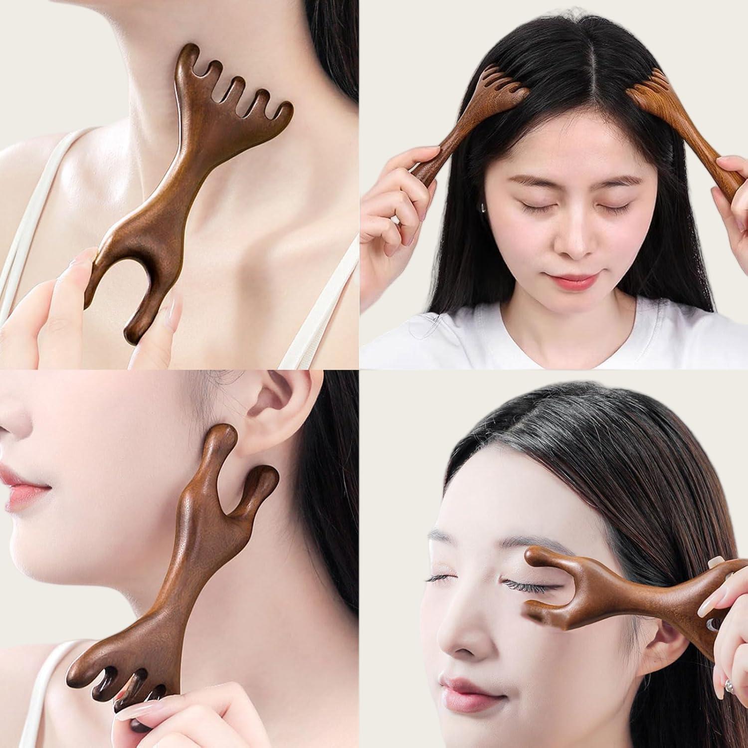 Peine Masajeador de Cuero Cabelludo de Madera WSIOKYW 2 Piezas