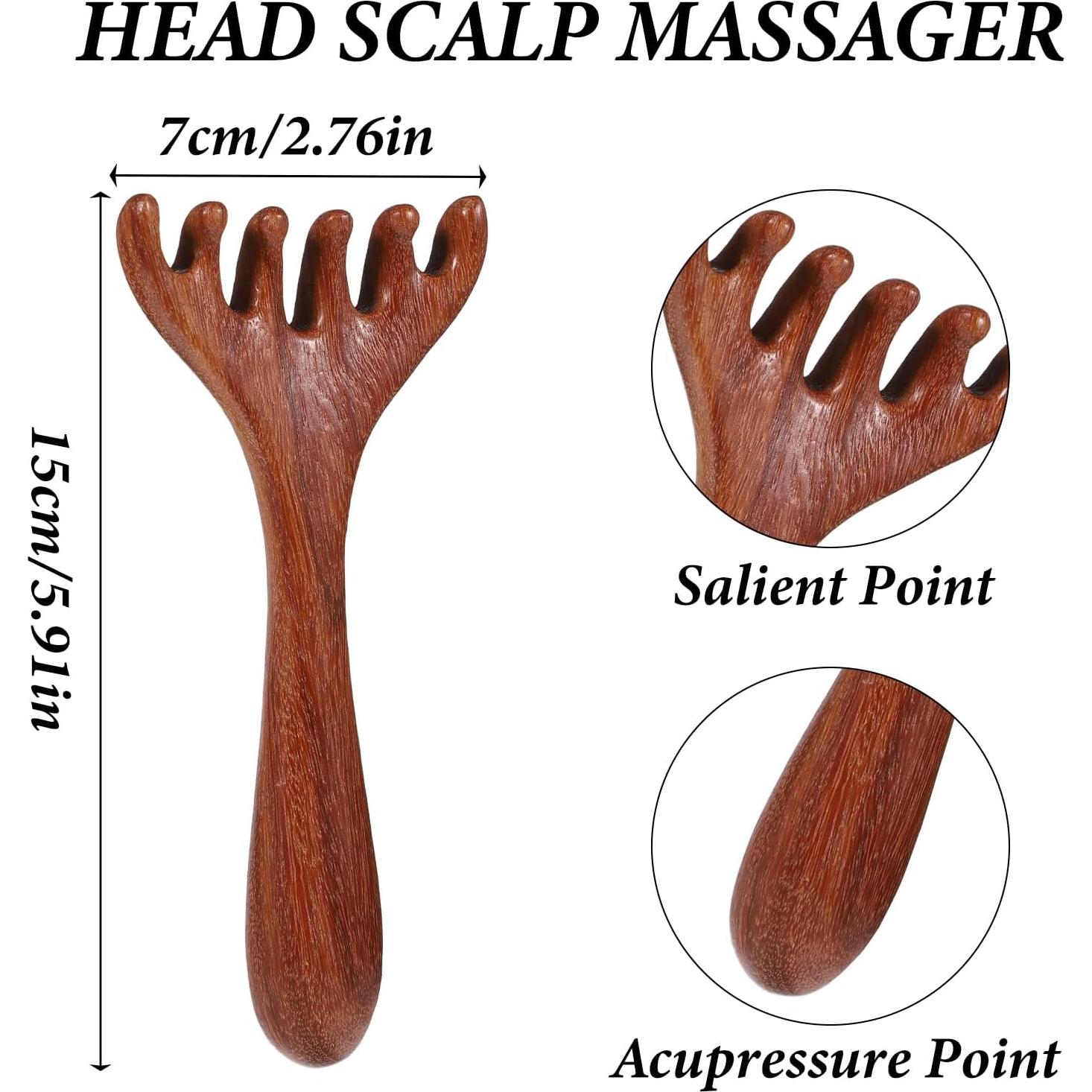 Masajeador de Cuero Cabelludo de Madera BOHUIZ - 3 Piezas