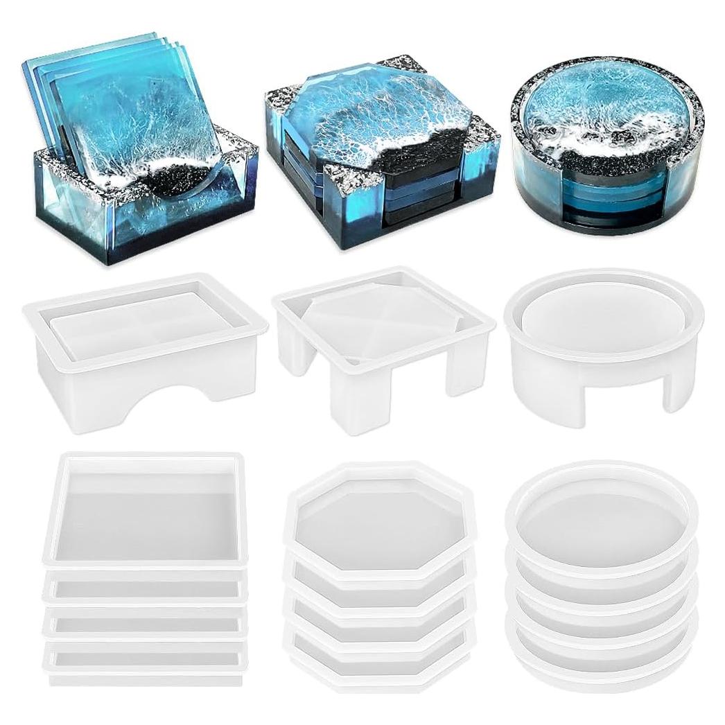 Set de 8 Moldes de Silicona para Posavasos ResinWorld