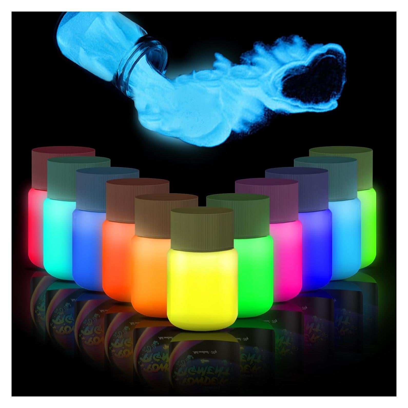 Polvo Luminiscente en la Oscuridad Zdspoxy - Set 12 Colores 240g