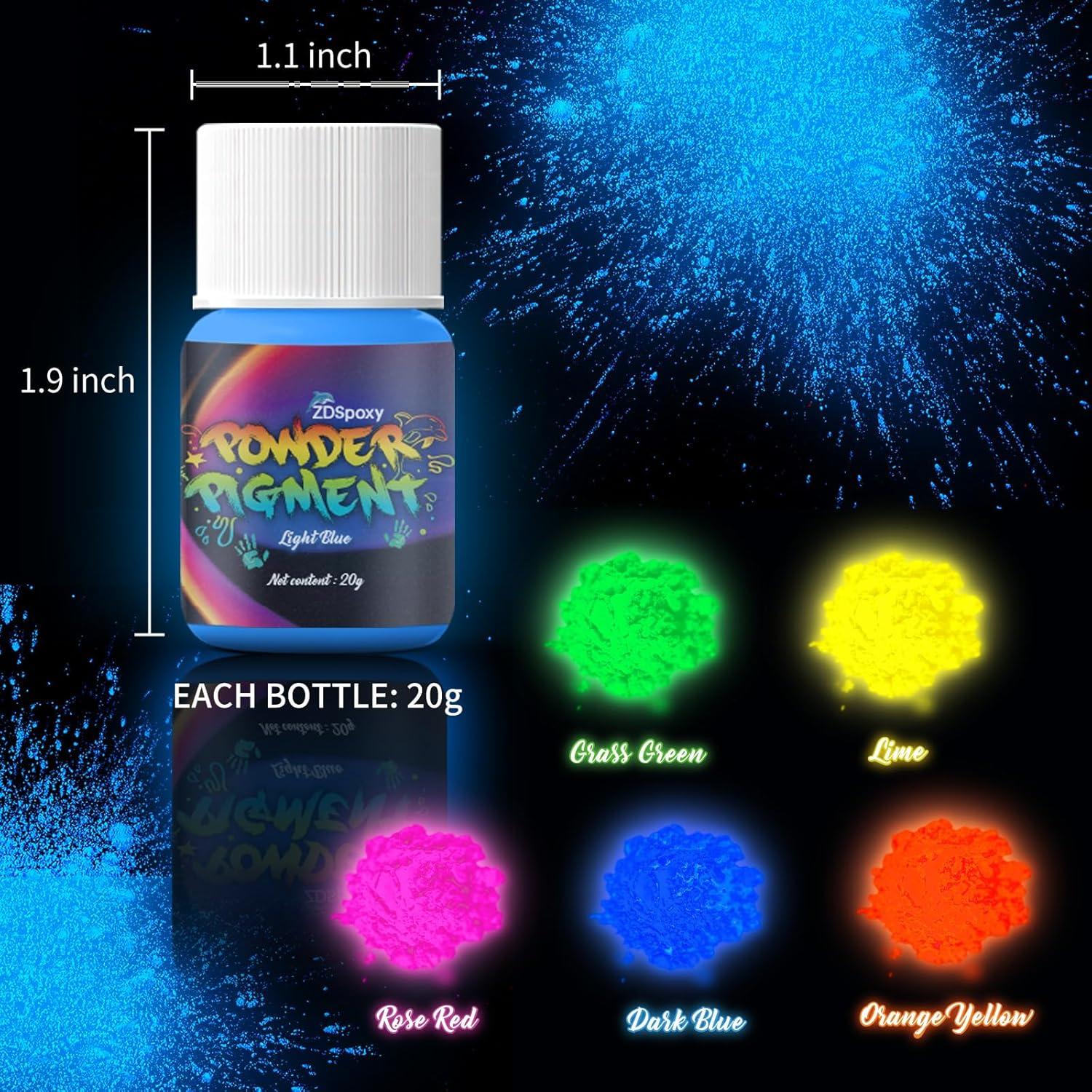 Polvo Luminiscente en la Oscuridad Zdspoxy - Set 12 Colores 240g