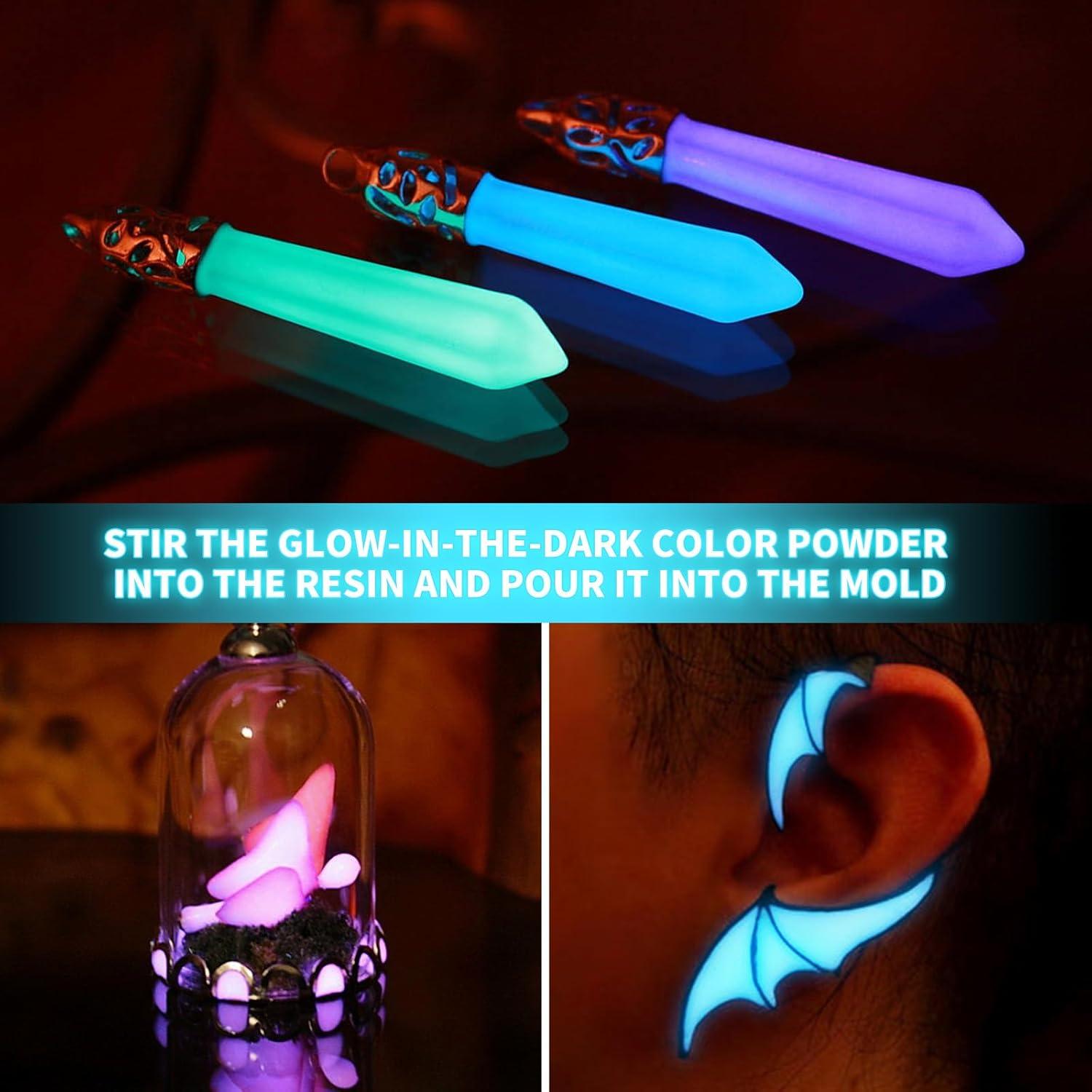 Polvo Luminiscente en la Oscuridad Zdspoxy - Set 12 Colores 240g