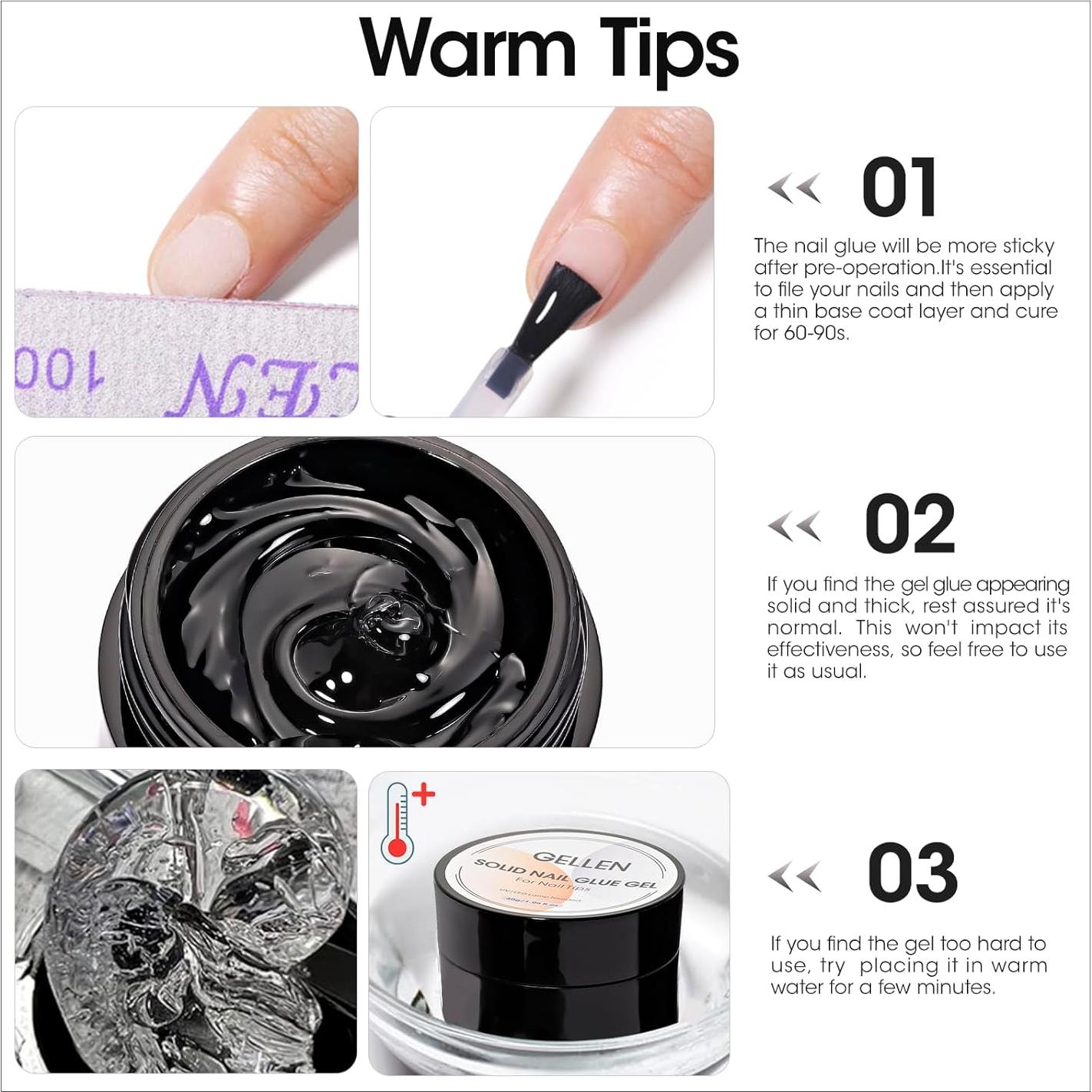 Gellen Set de 2 Pegamentos de Gel Sólido para Uñas 30g