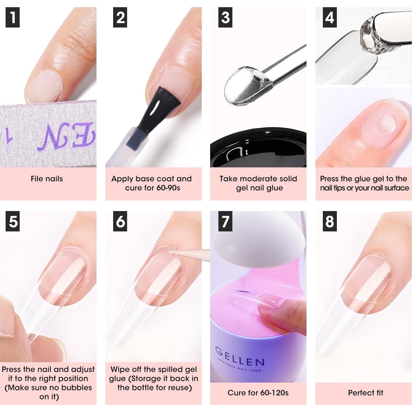 Gellen Set de 2 Pegamentos de Gel Sólido para Uñas 30g