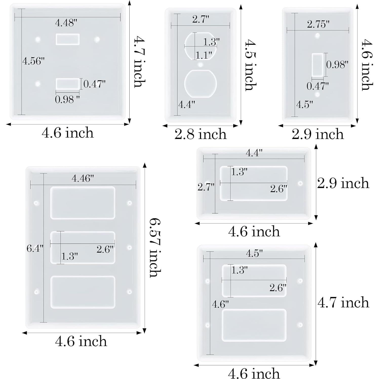 Molde de Resina para Cubierta de Interruptor de Luz Moukiween - 6 Piezas