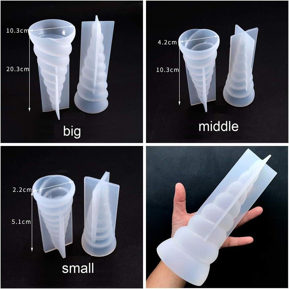 Juego de 3 Moldes de Silicona Cuerno de Unicornio ResinPro