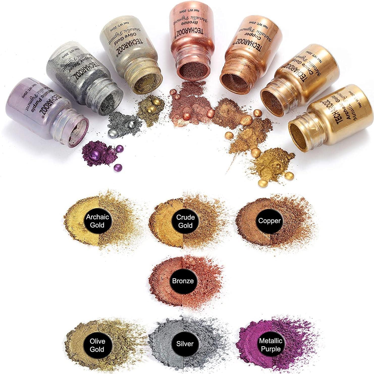 TECHAROOZ Polvo de Pigmento Metálico 7x20ml para Manualidades