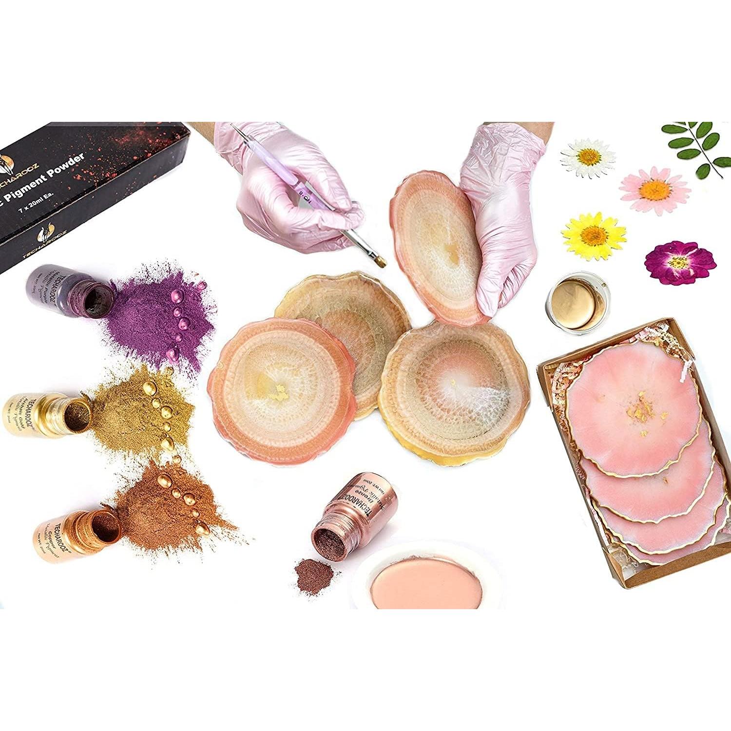 TECHAROOZ Polvo de Pigmento Metálico 7x20ml para Manualidades