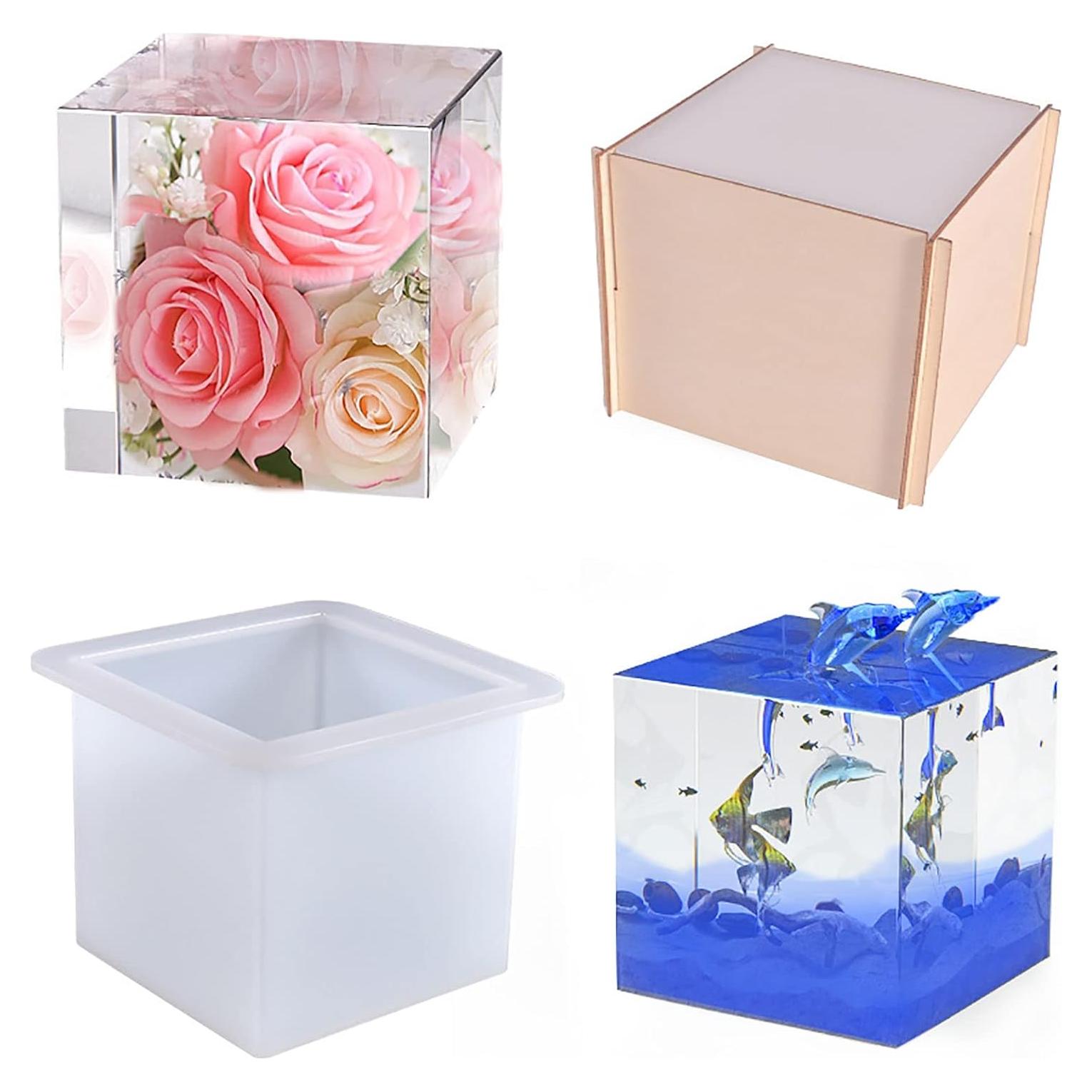 Molde de Silicona Cuadrado Qinlunuho 8 cm para Resina DIY