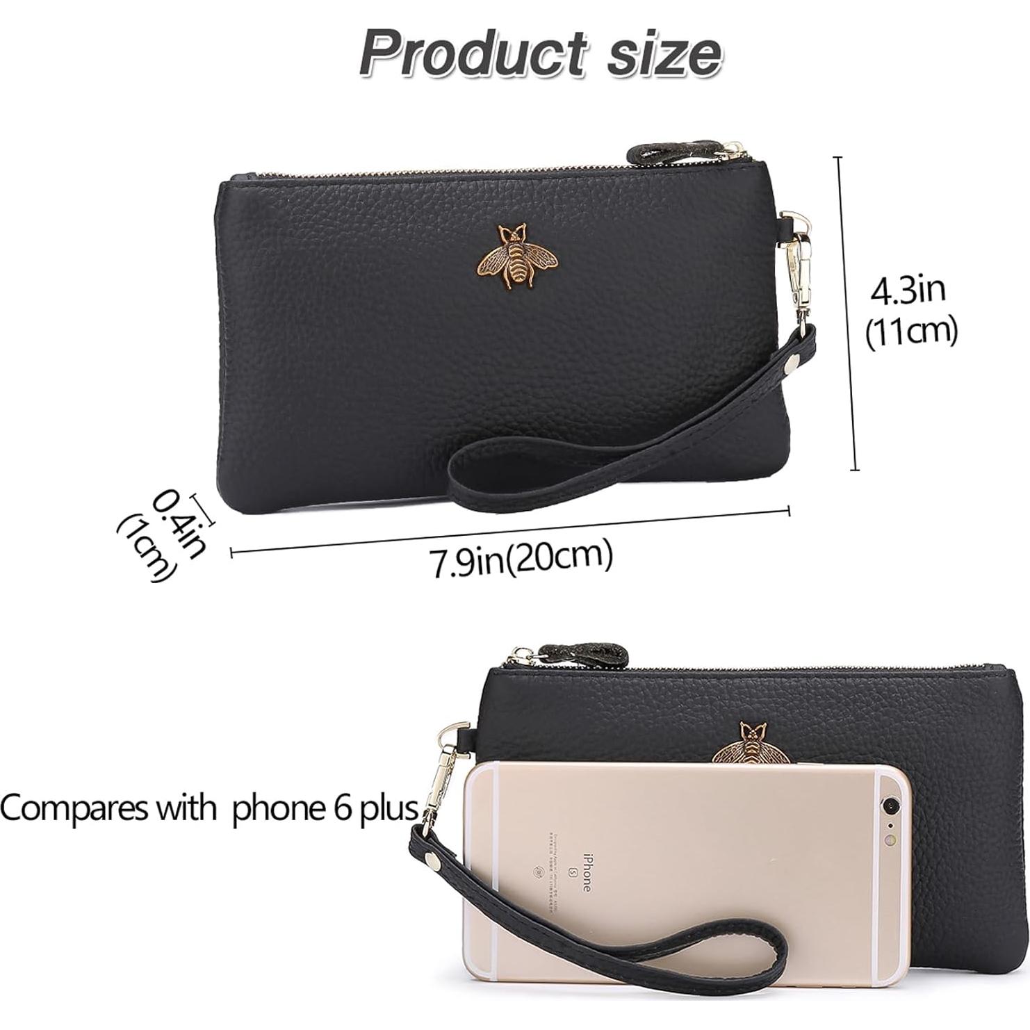 Bolso de Mano de Cuero imeetu Negro con Muñequera