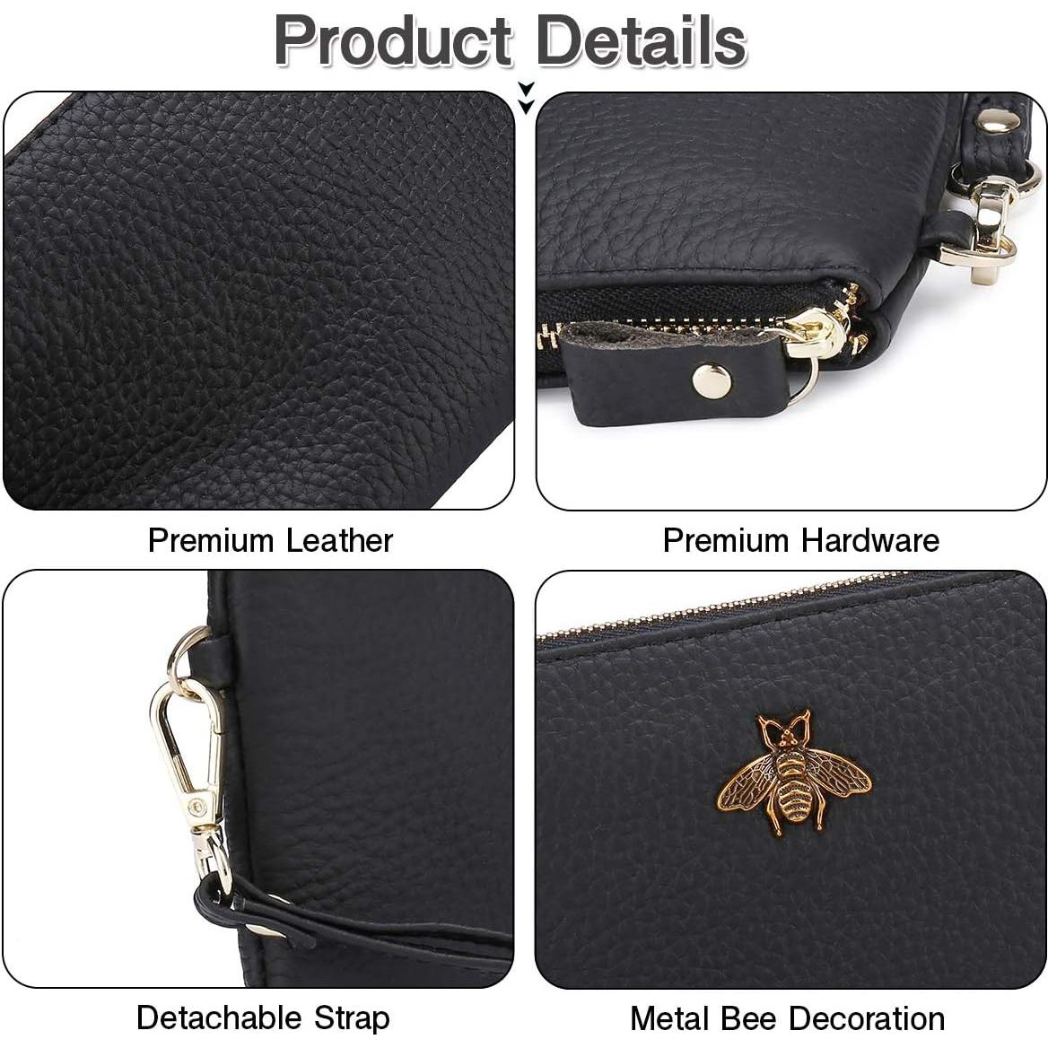 Bolso de Mano de Cuero imeetu Negro con Muñequera