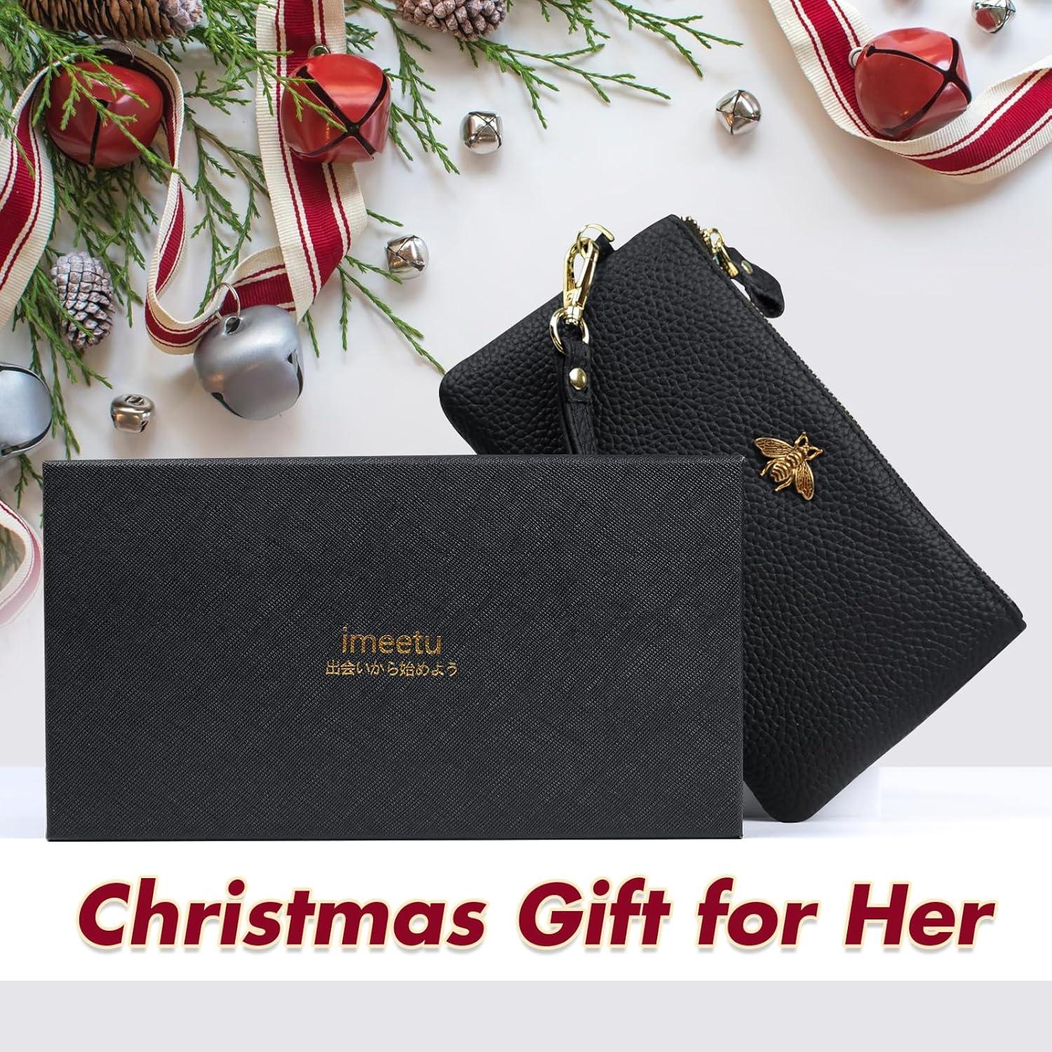 Bolso de Mano de Cuero imeetu Negro con Muñequera