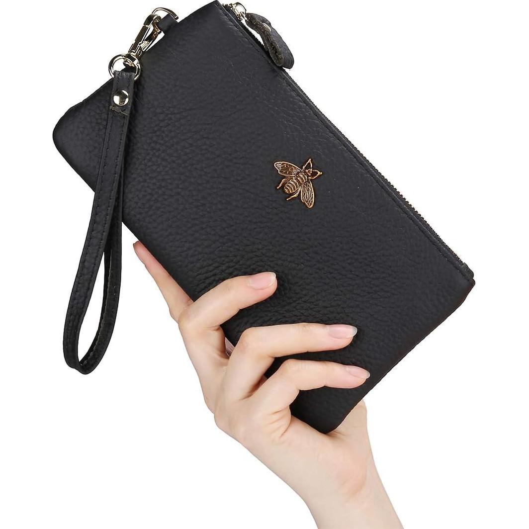 Bolso de Mano de Cuero imeetu Negro con Muñequera