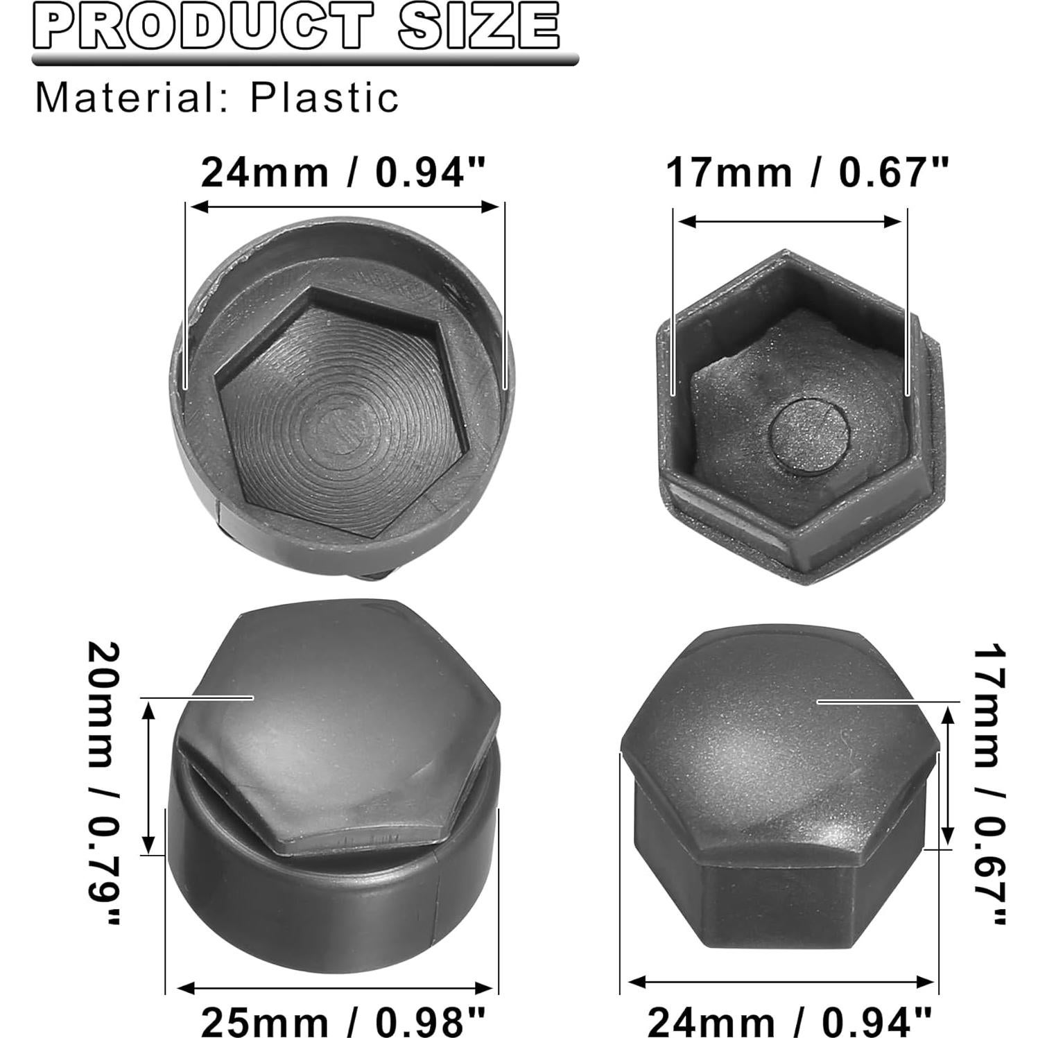 Tapa de Tuerca de Rueda X AUTOHAUX 20pcs 17mm Gris