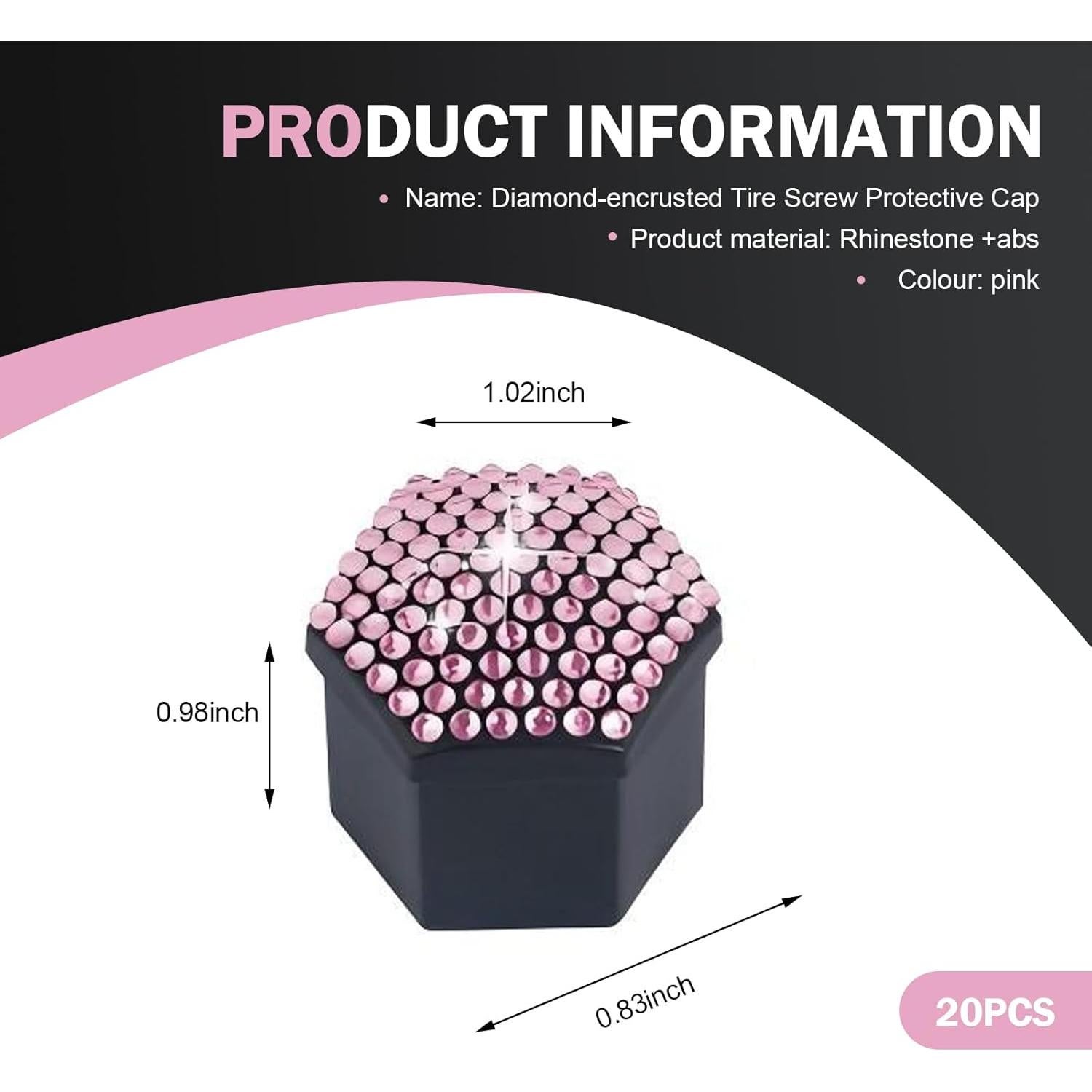 Cubiertas de Tuercas de Rueda Diamall 21mm Rosa 20 PCS