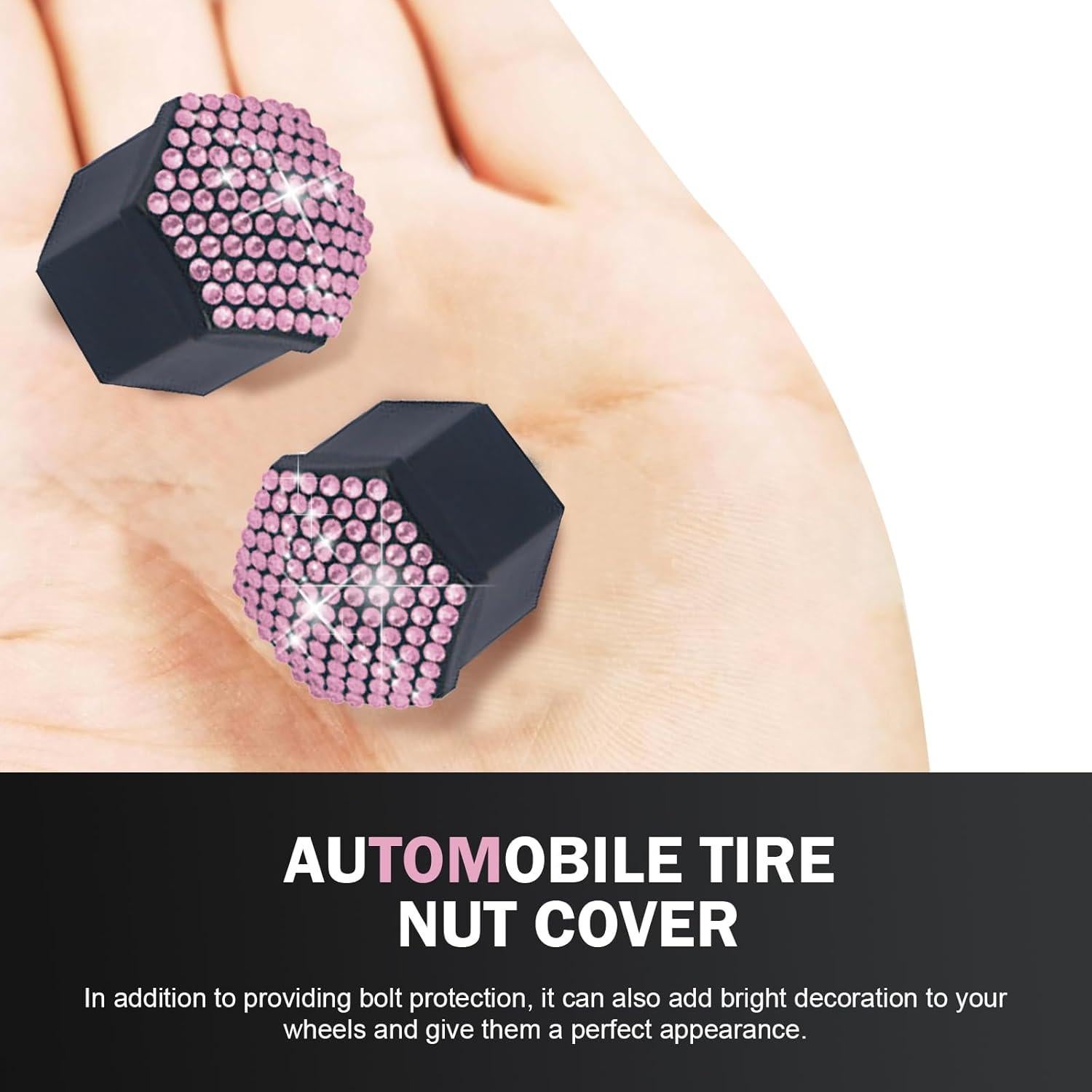 Cubiertas de Tuercas de Rueda Diamall 21mm Rosa 20 PCS