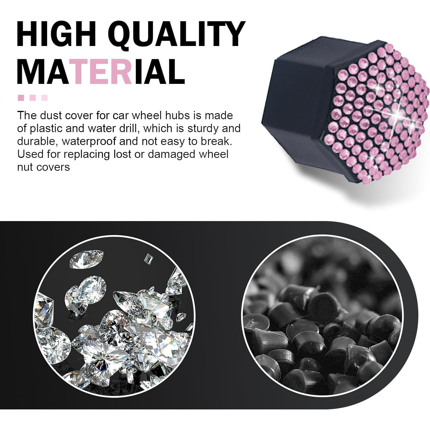 Cubiertas de Tuercas de Rueda Diamall 21mm Rosa 20 PCS