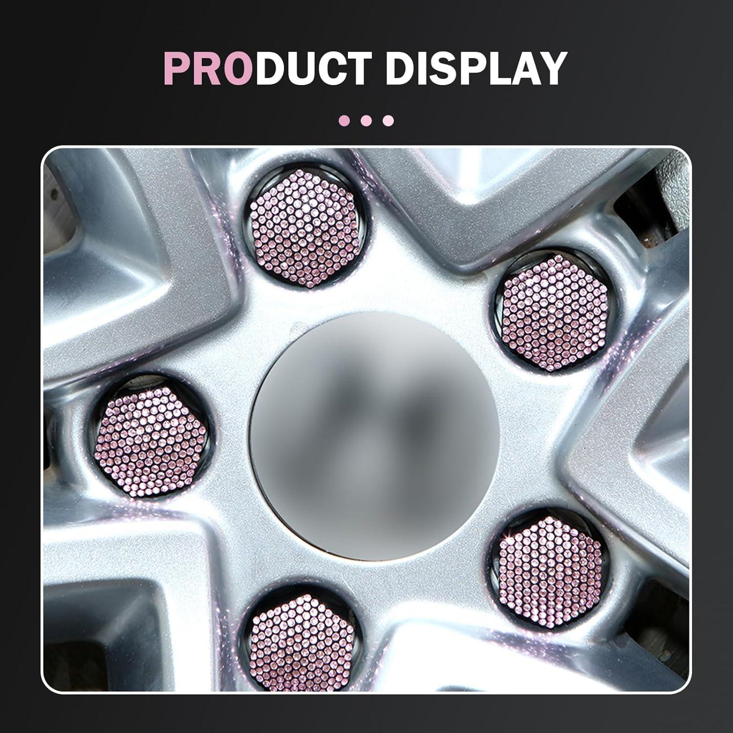 Cubiertas de Tuercas de Rueda Diamall 21mm Rosa 20 PCS