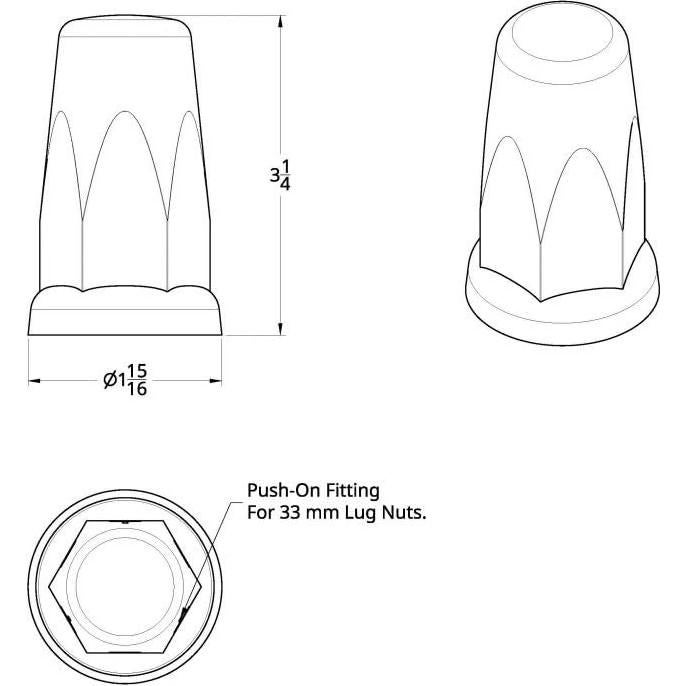 Juego de Cubiertas de Tuercas de Rueda United Pacific 10059 - Plástico Cromado 33mm - 20 Piezas
