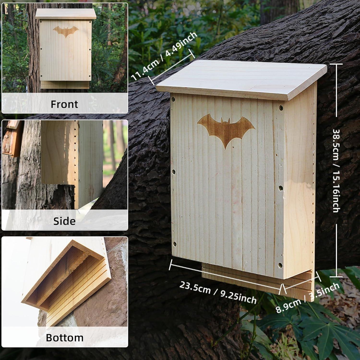 Casa de Murciélagos de Madera Doble Cámara SEEZENGREEN 38.5cm