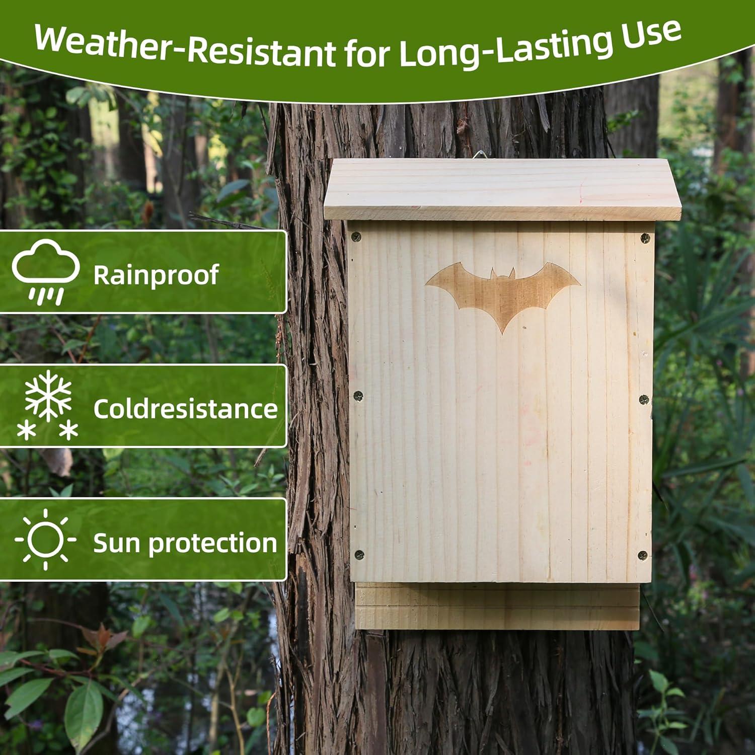 Casa de Murciélagos de Madera Doble Cámara SEEZENGREEN 38.5cm