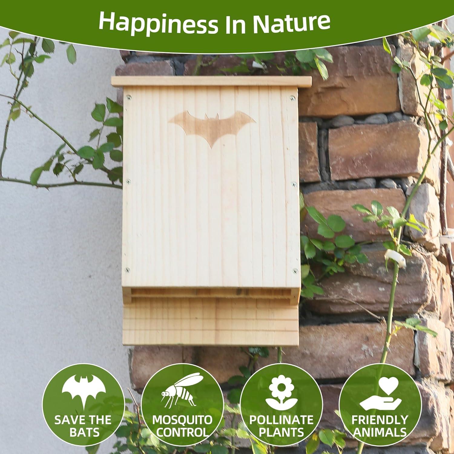 Casa de Murciélagos de Madera Doble Cámara SEEZENGREEN 38.5cm