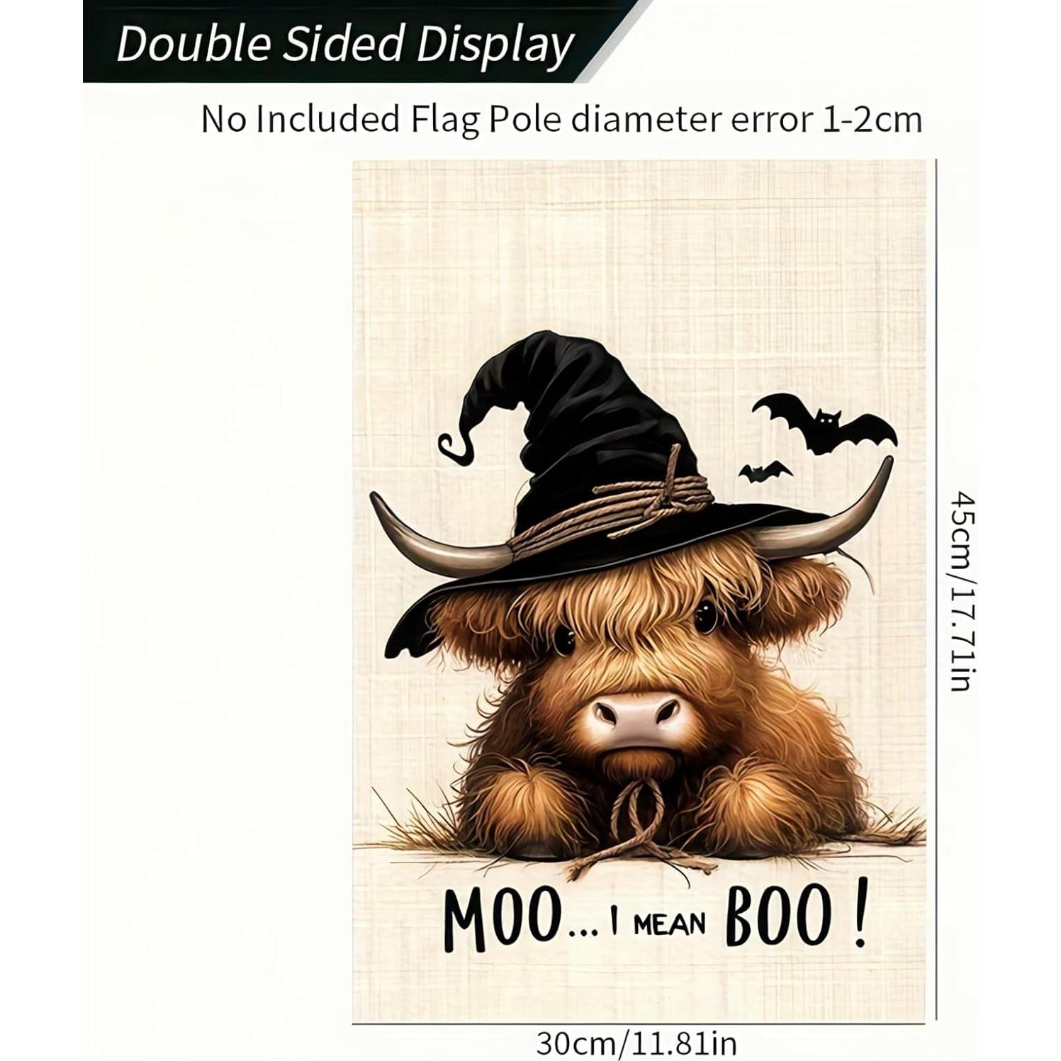 Bandera de Jardín Halloween Vaca BlissYard 30x45 cm Doble Cara