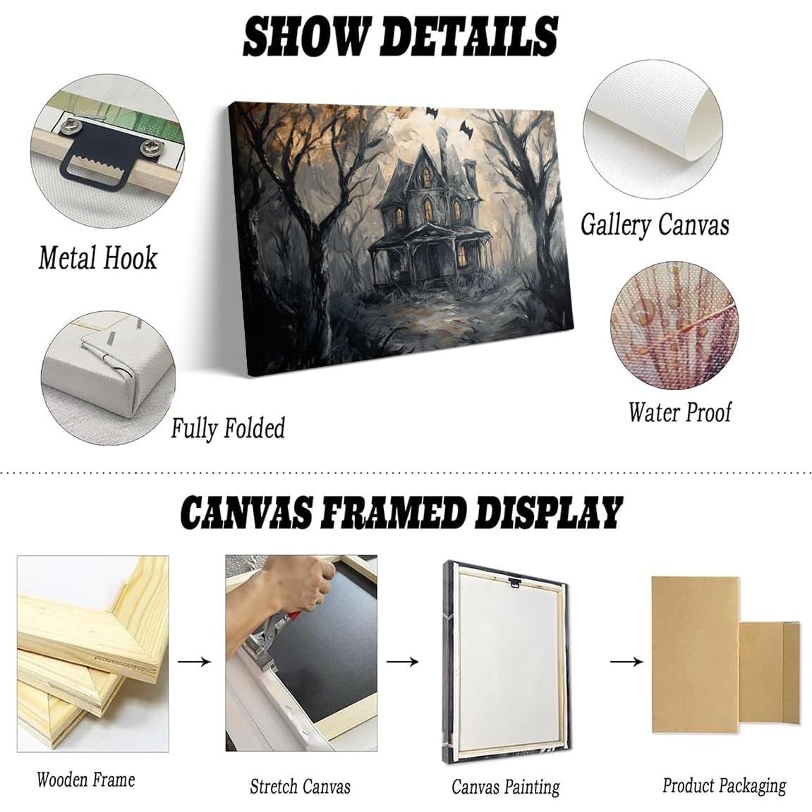 Arte de Pared Lienzo Gótico Embrujado 60x91cm Enmarcado